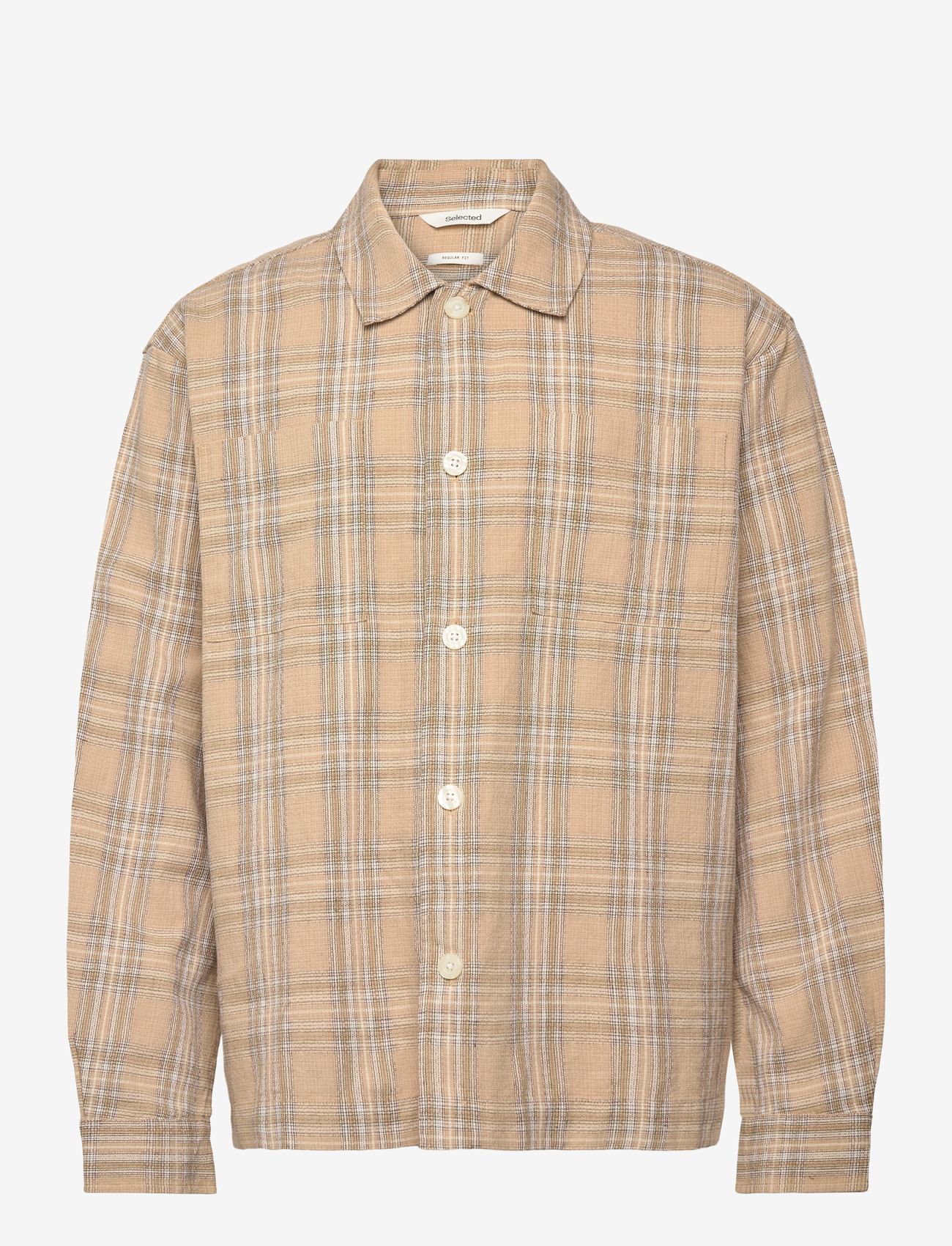 Selected - SLHREGRORY CHECK OVERSHIRT - ternede skjorter - pale khaki - 0