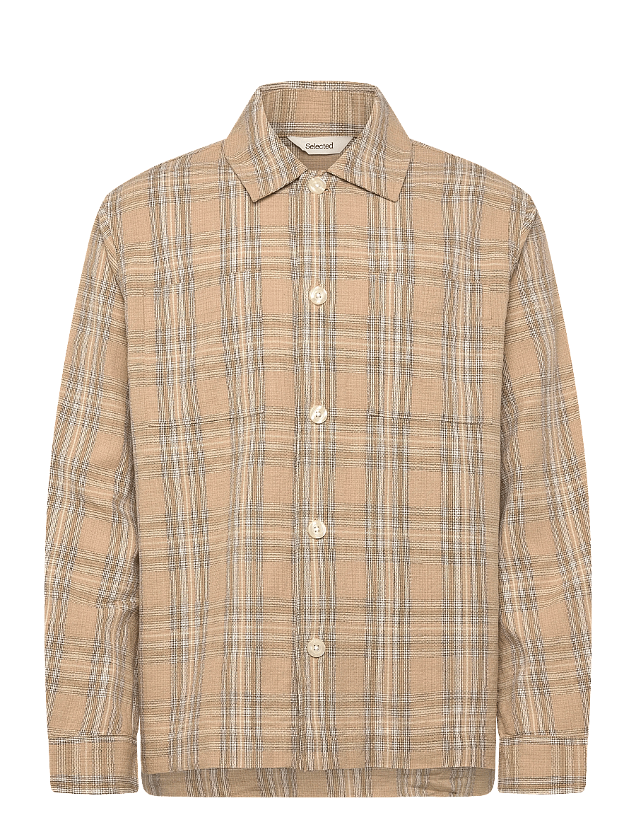 Selected - SLHREGRORY CHECK OVERSHIRT - ruudulised särgid - pale khaki - 0