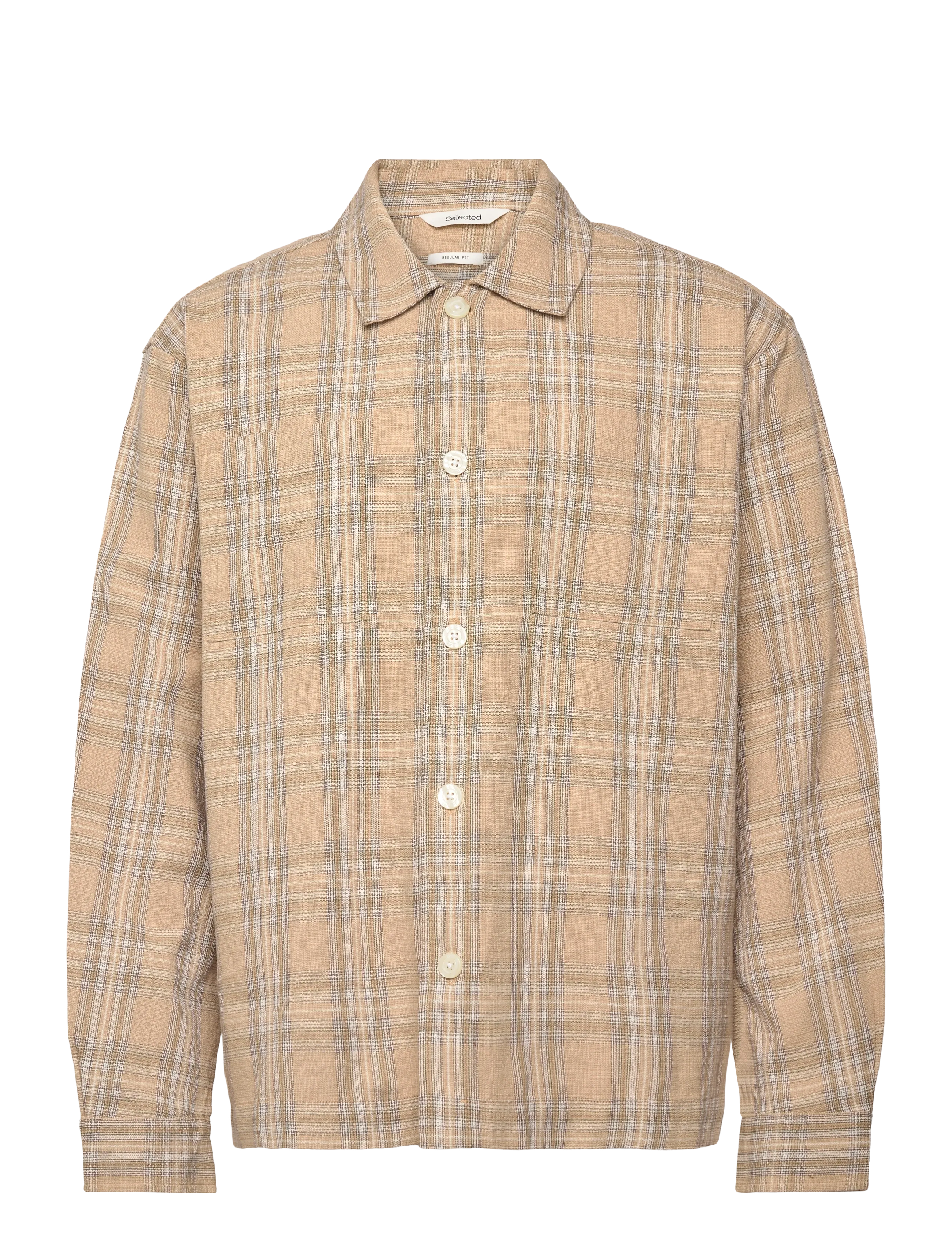 Selected SLHREGRORY CHECK OVERSHIRT - Akcija - PALE KHAKI / brown