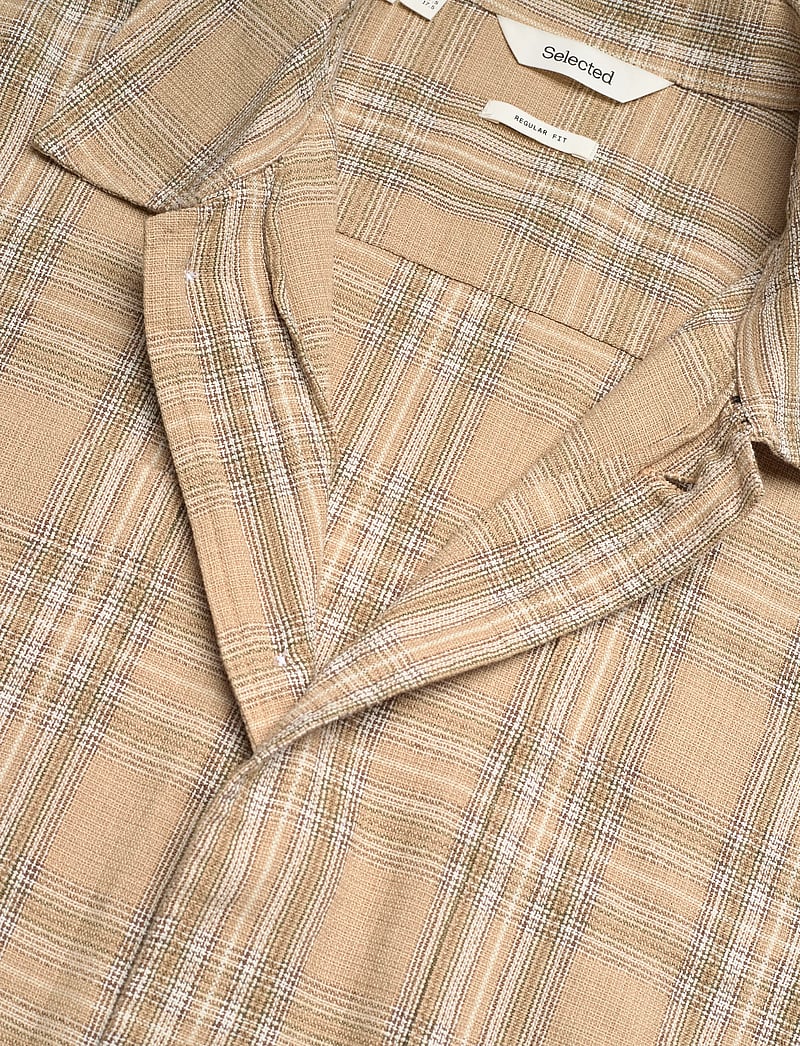 Selected - SLHREGRORY CHECK OVERSHIRT - ternede skjorter - pale khaki - 2