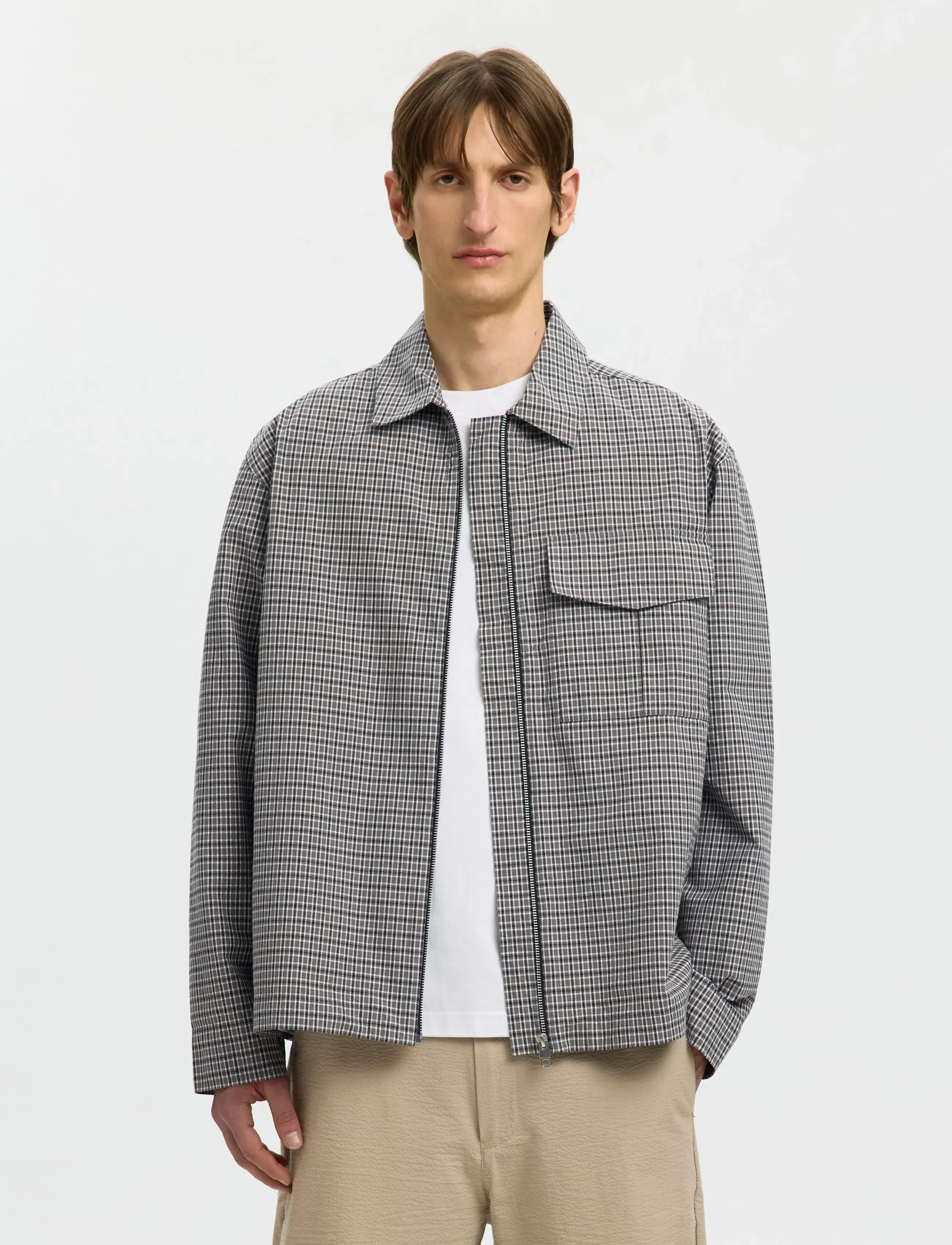 Selected SLMRLXMATT ZIP OVERSHIRT - Nach Stil kaufen - CHARCOAL GRAY / multi