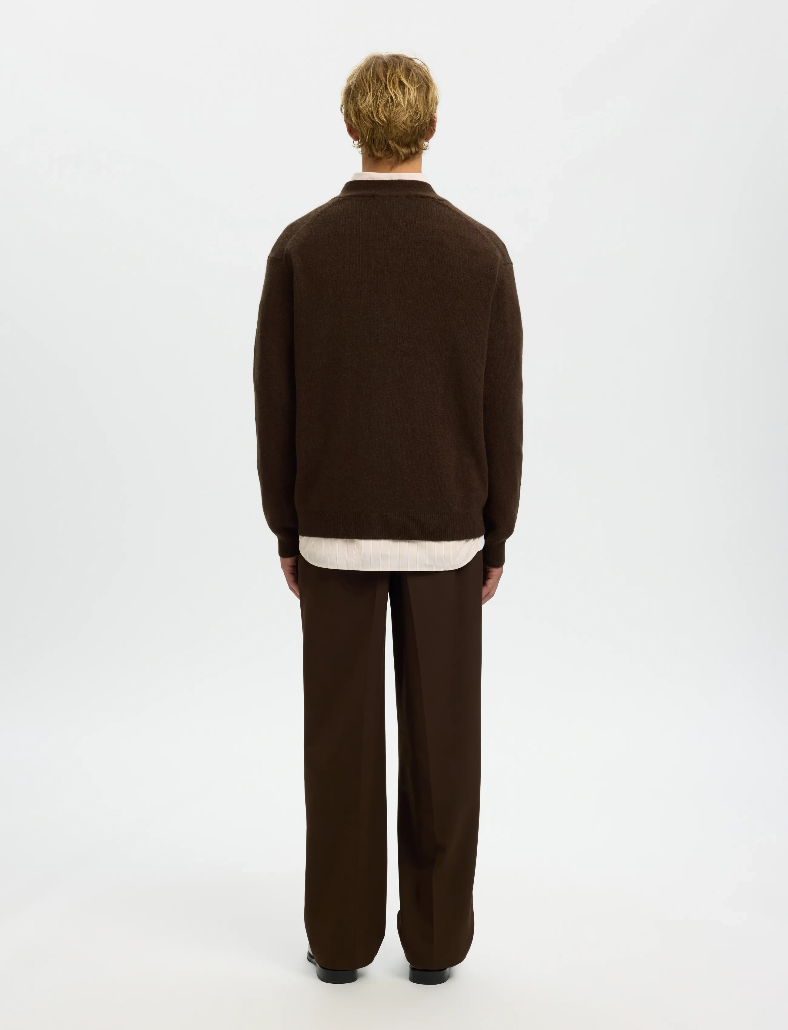 Selected - SLHCOBA LS KNIT RELAXED V-NECK CARDIGAN - cardigans - demitasse - 2