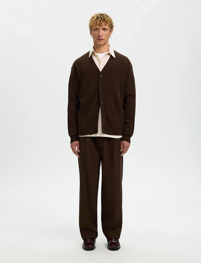 Selected - SLHCOBA LS KNIT RELAXED V-NECK CARDIGAN - kardiganid - demitasse - 3