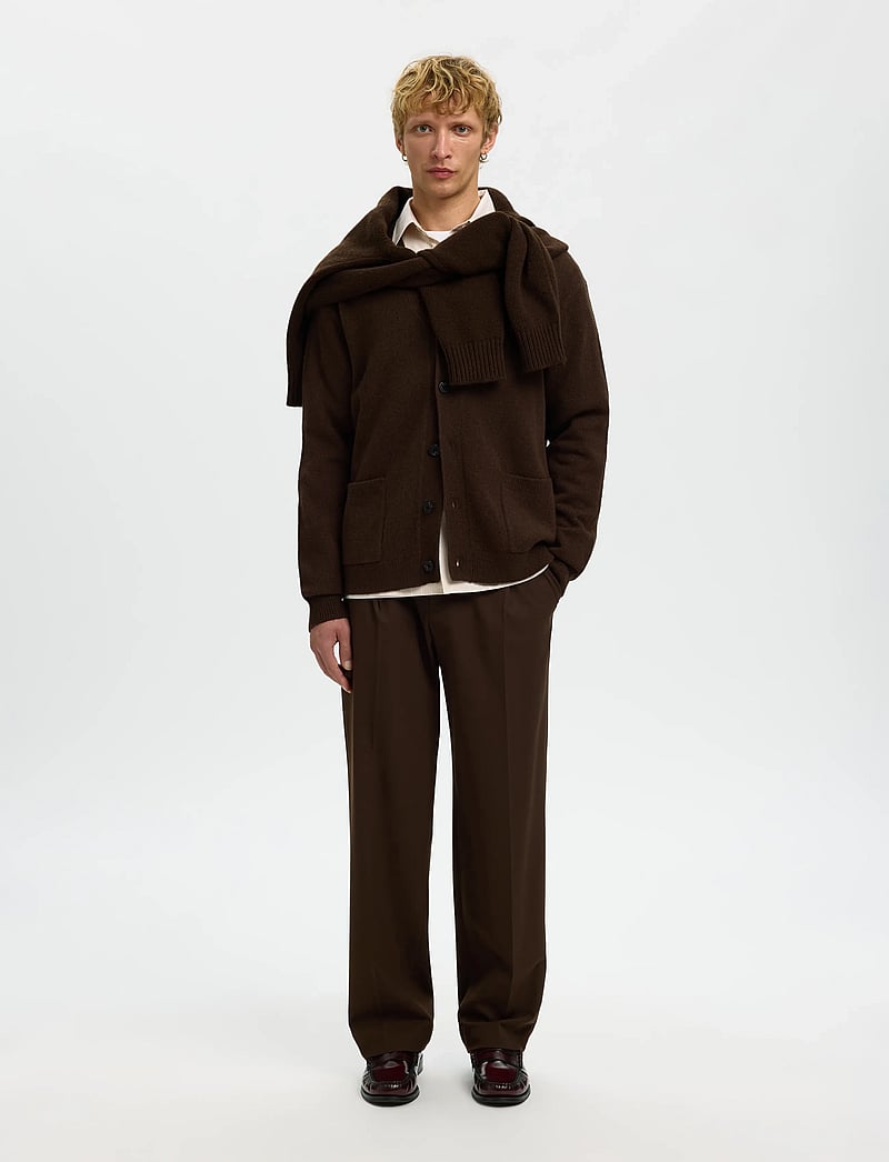 Selected - SLHCOBA LS KNIT RELAXED V-NECK CARDIGAN - kardiganid - demitasse - 4