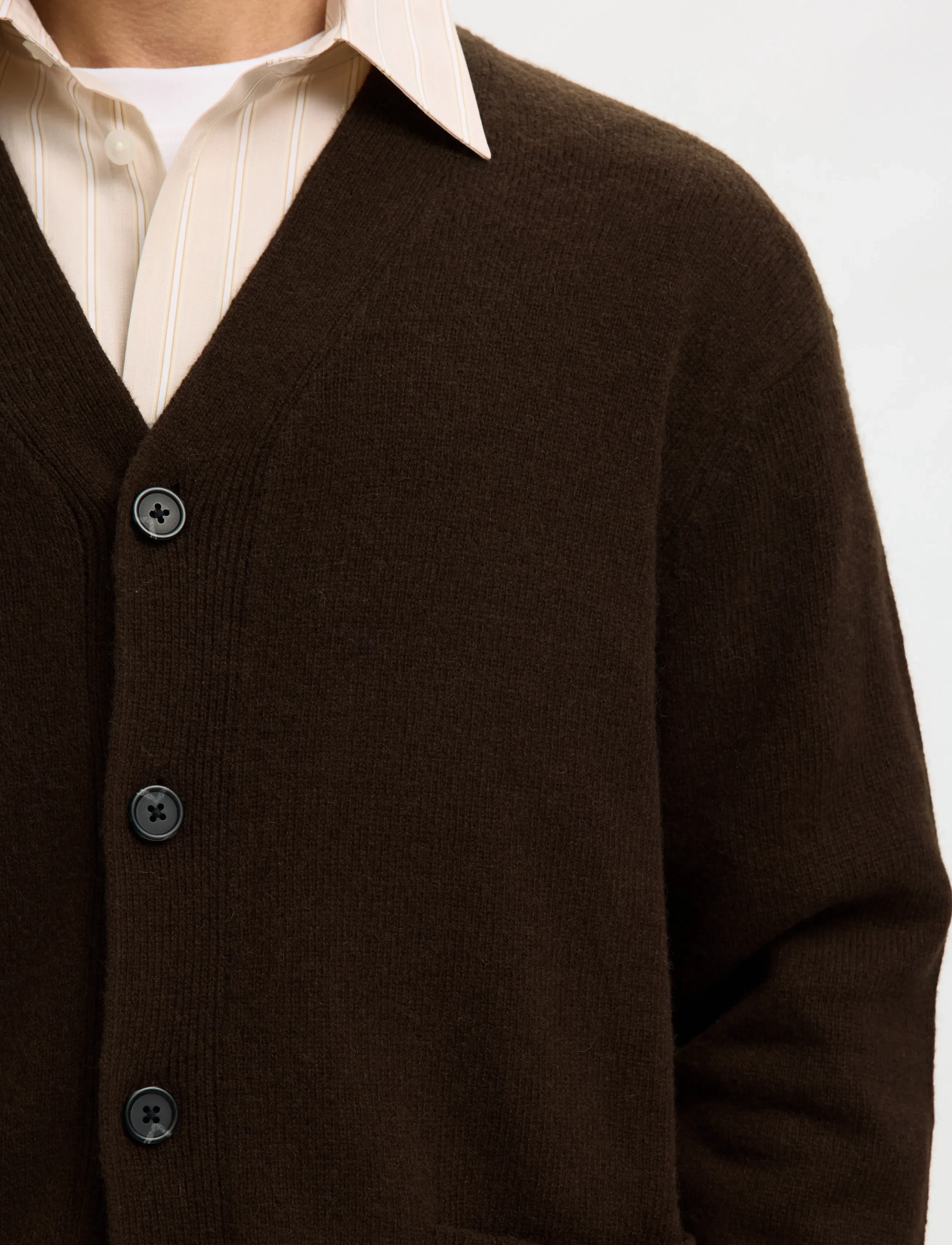 Selected - SLHCOBA LS KNIT RELAXED V-NECK CARDIGAN - cardigans - demitasse - 5