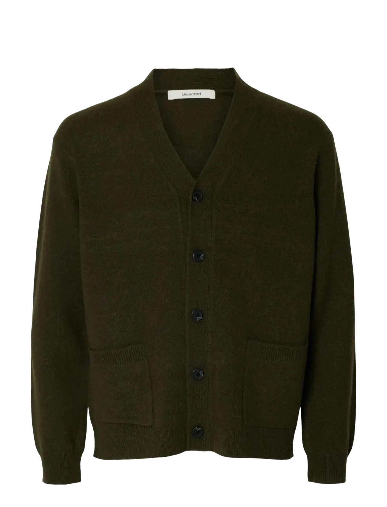 Selected SLHCOBA LS KNIT RELAXED V-NECK CARDIGAN - Strickmode - FOREST NIGHT / green