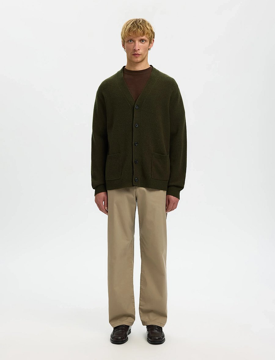 Selected - SLHCOBA LS KNIT RELAXED V-NECK CARDIGAN - strickjacken - forest night - 3