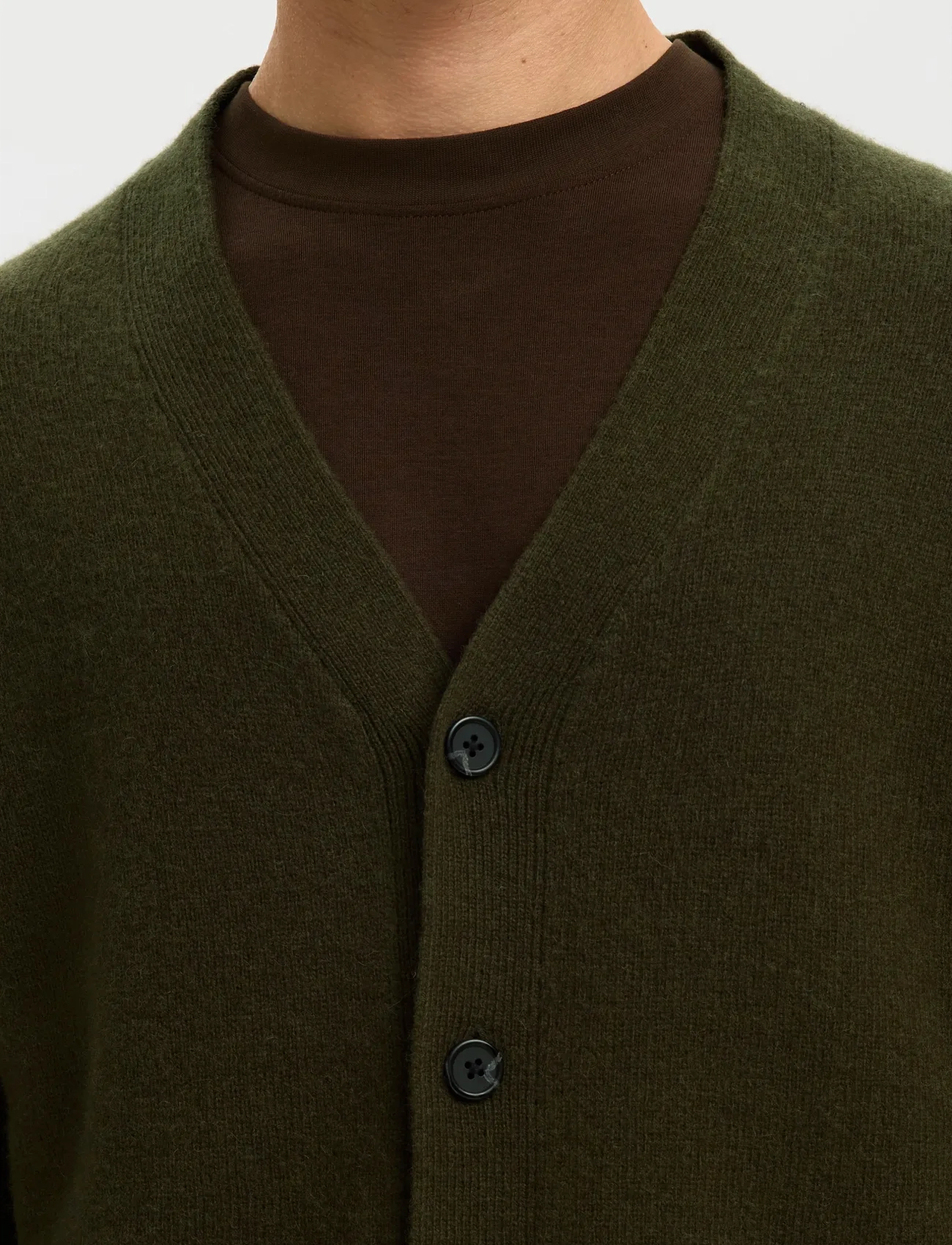 Selected - SLHCOBA LS KNIT RELAXED V-NECK CARDIGAN - strickjacken - forest night - 4
