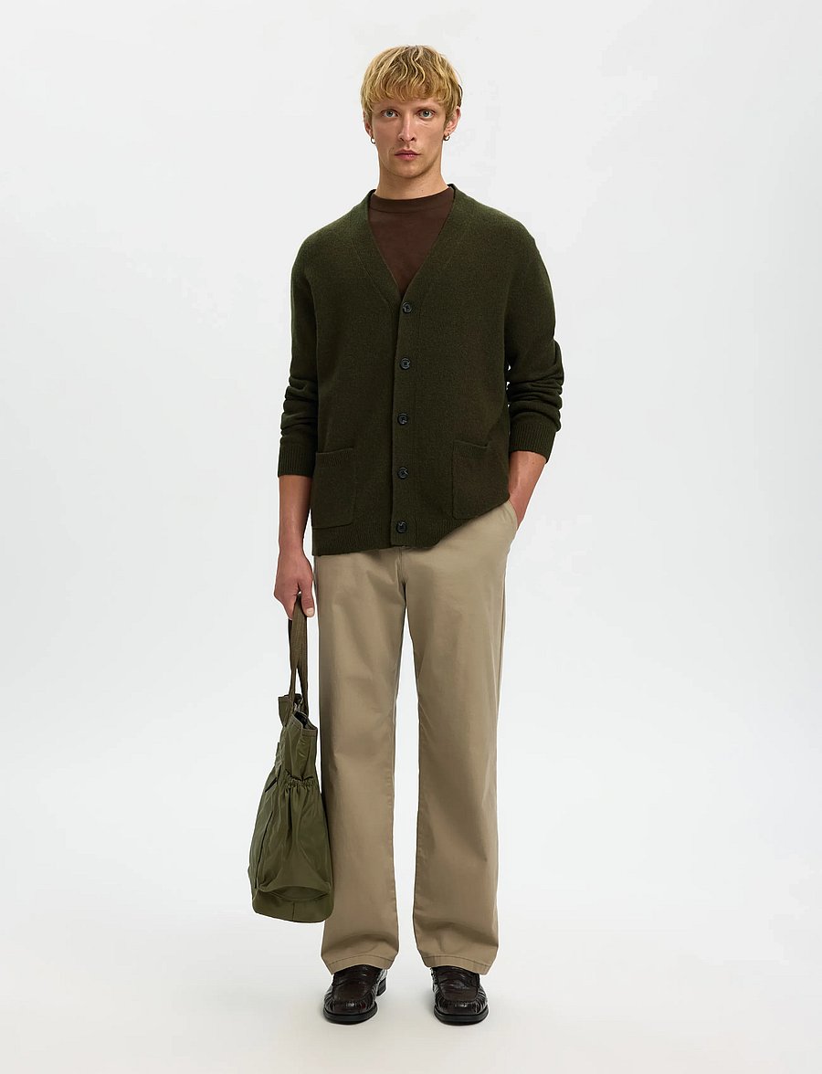 Selected - SLHCOBA LS KNIT RELAXED V-NECK CARDIGAN - strickjacken - forest night - 5
