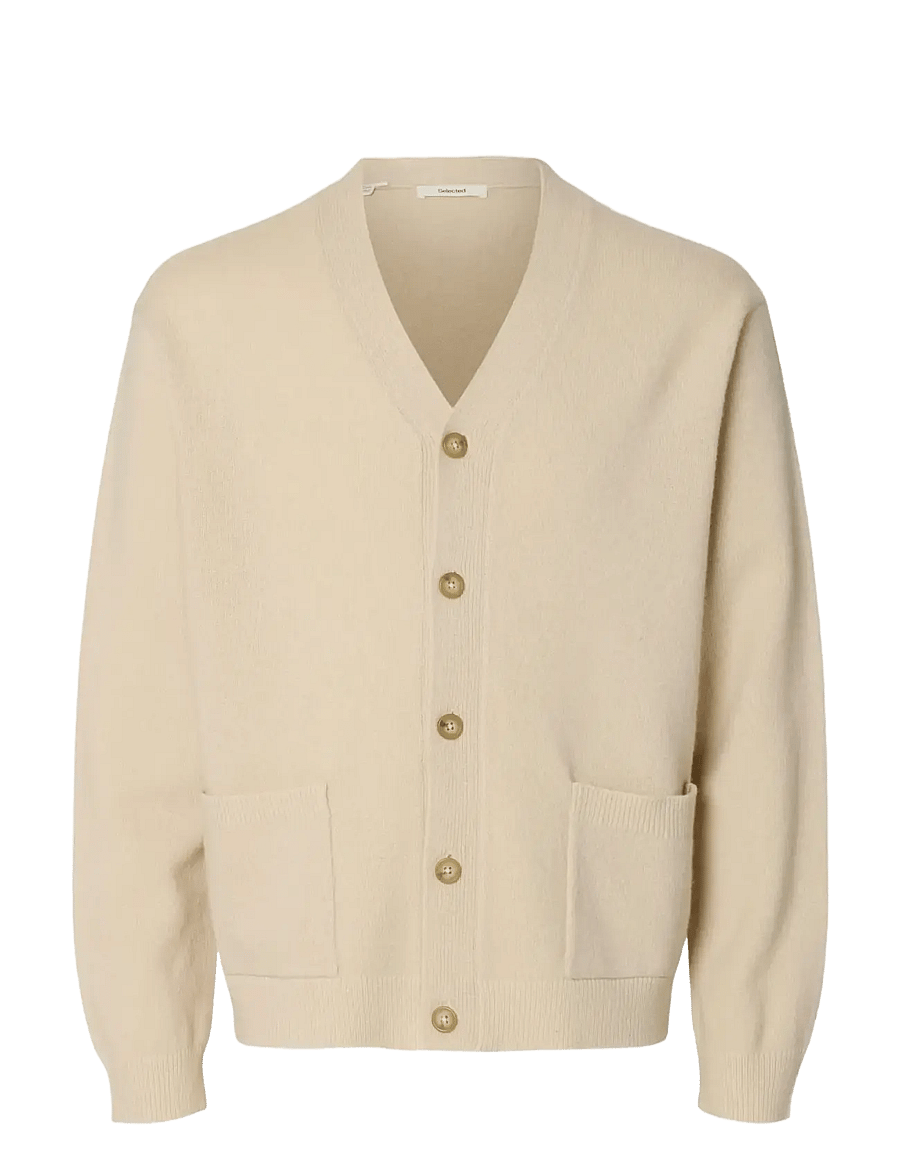 Selected - SLHCOBA LS KNIT RELAXED V-NECK CARDIGAN - strickjacken - oatmeal - 1