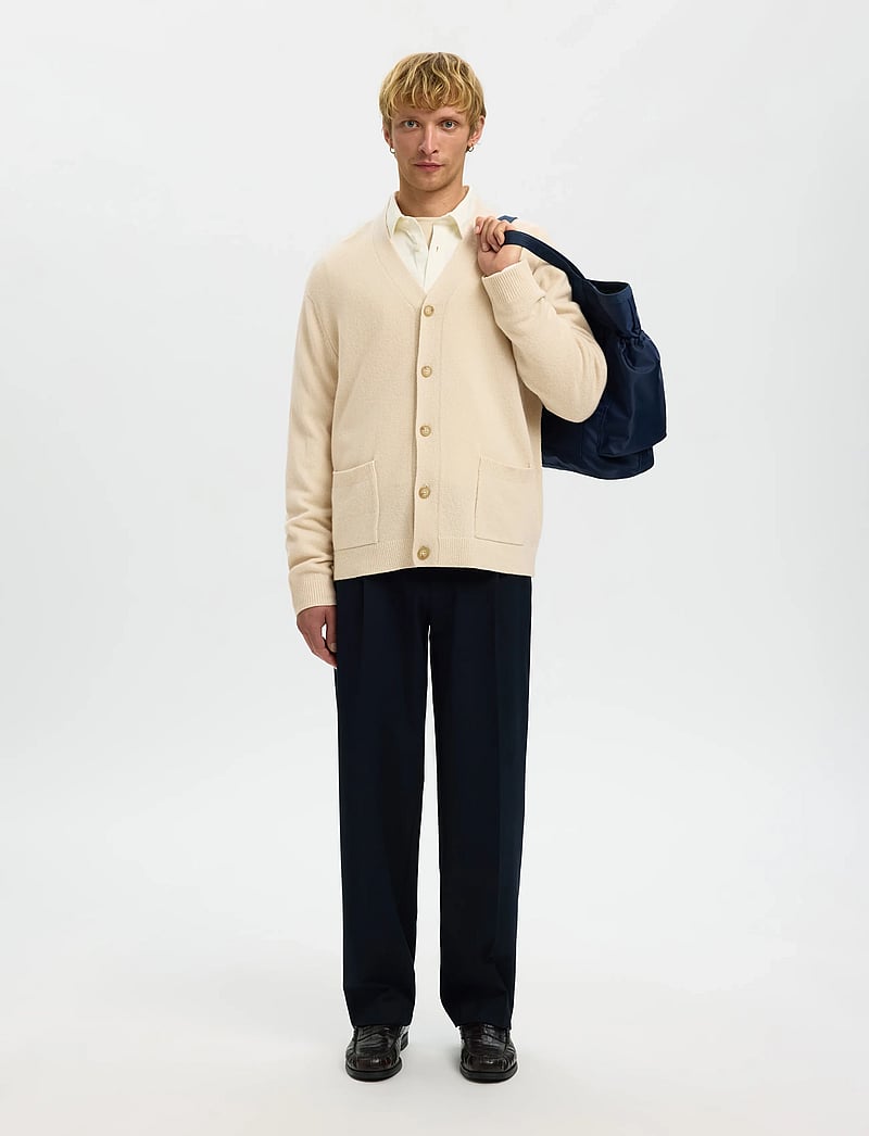 Selected - SLHCOBA LS KNIT RELAXED V-NECK CARDIGAN - kardiganid - oatmeal - 3