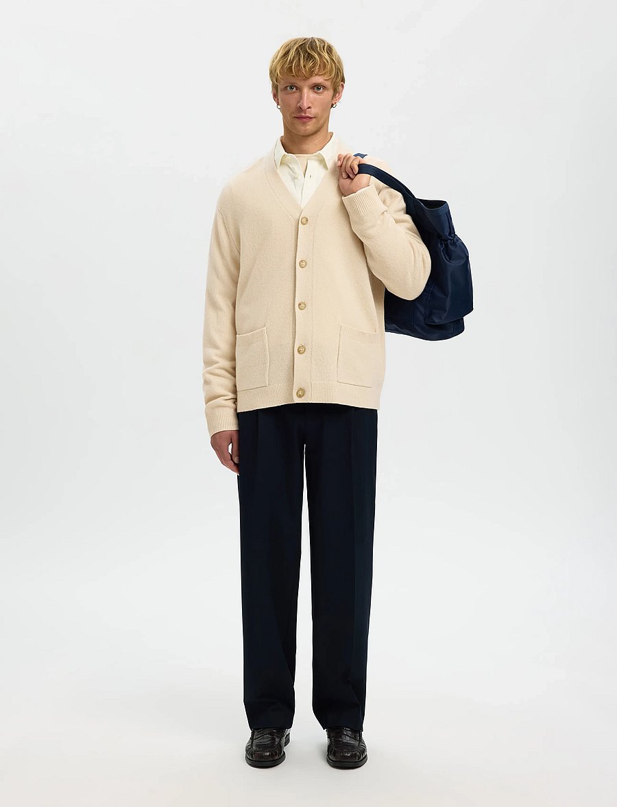 Selected - SLHCOBA LS KNIT RELAXED V-NECK CARDIGAN - strickjacken - oatmeal - 3