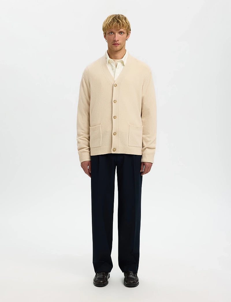 Selected - SLHCOBA LS KNIT RELAXED V-NECK CARDIGAN - kardiganid - oatmeal - 4