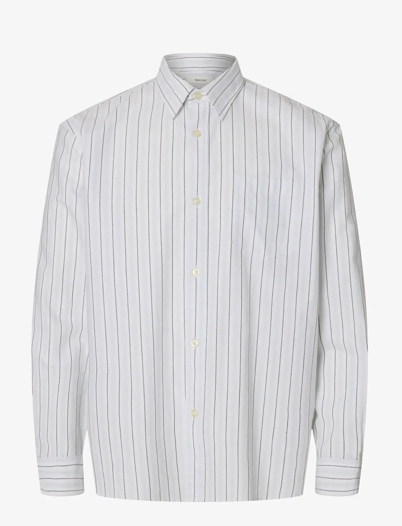 Selected - SLHRLXSANDER OXFORD SHIRT LS NOOS - triibulised särgid - bright white - 1