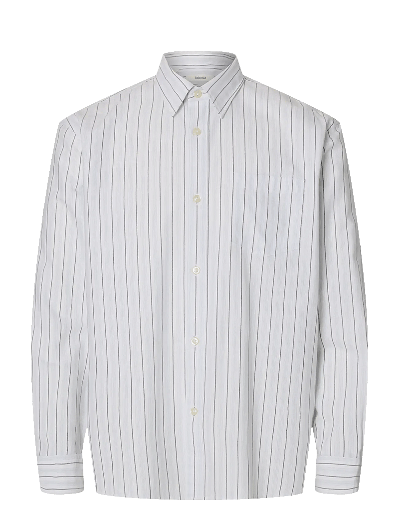 Selected - SLHRLXSANDER OXFORD SHIRT LS NOOS - triibulised särgid - bright white - 1