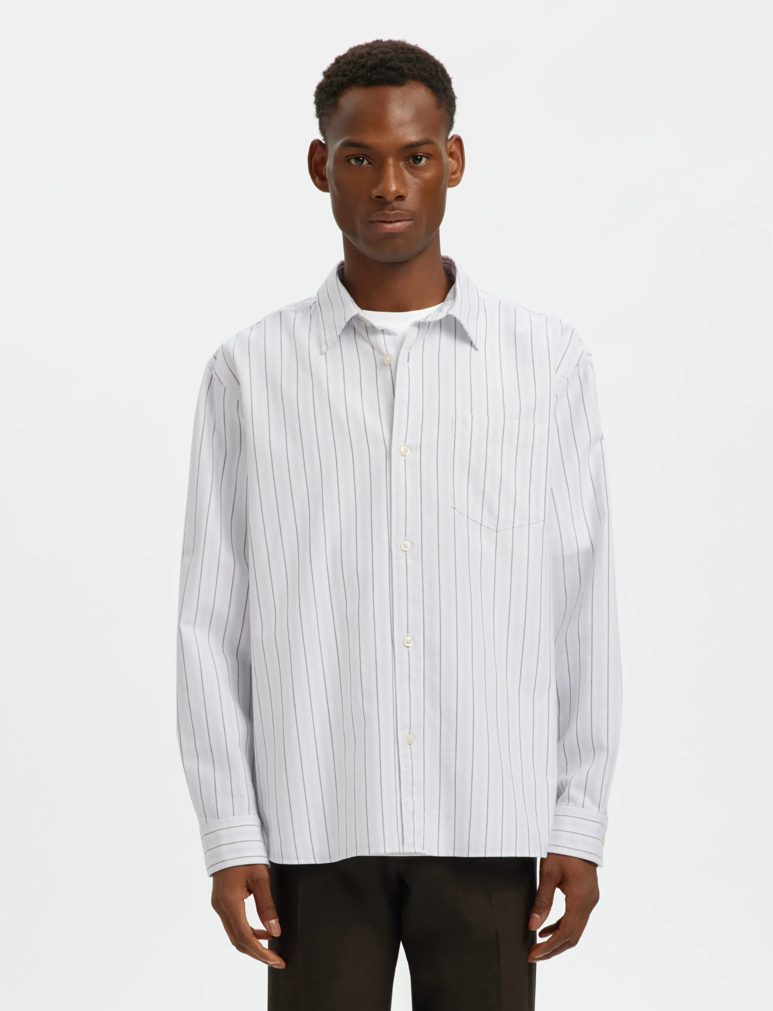 Selected Slhrlxsander Oxford Shirt Ls Noos, M, White, Shirts > Pattern Shirts, Herre