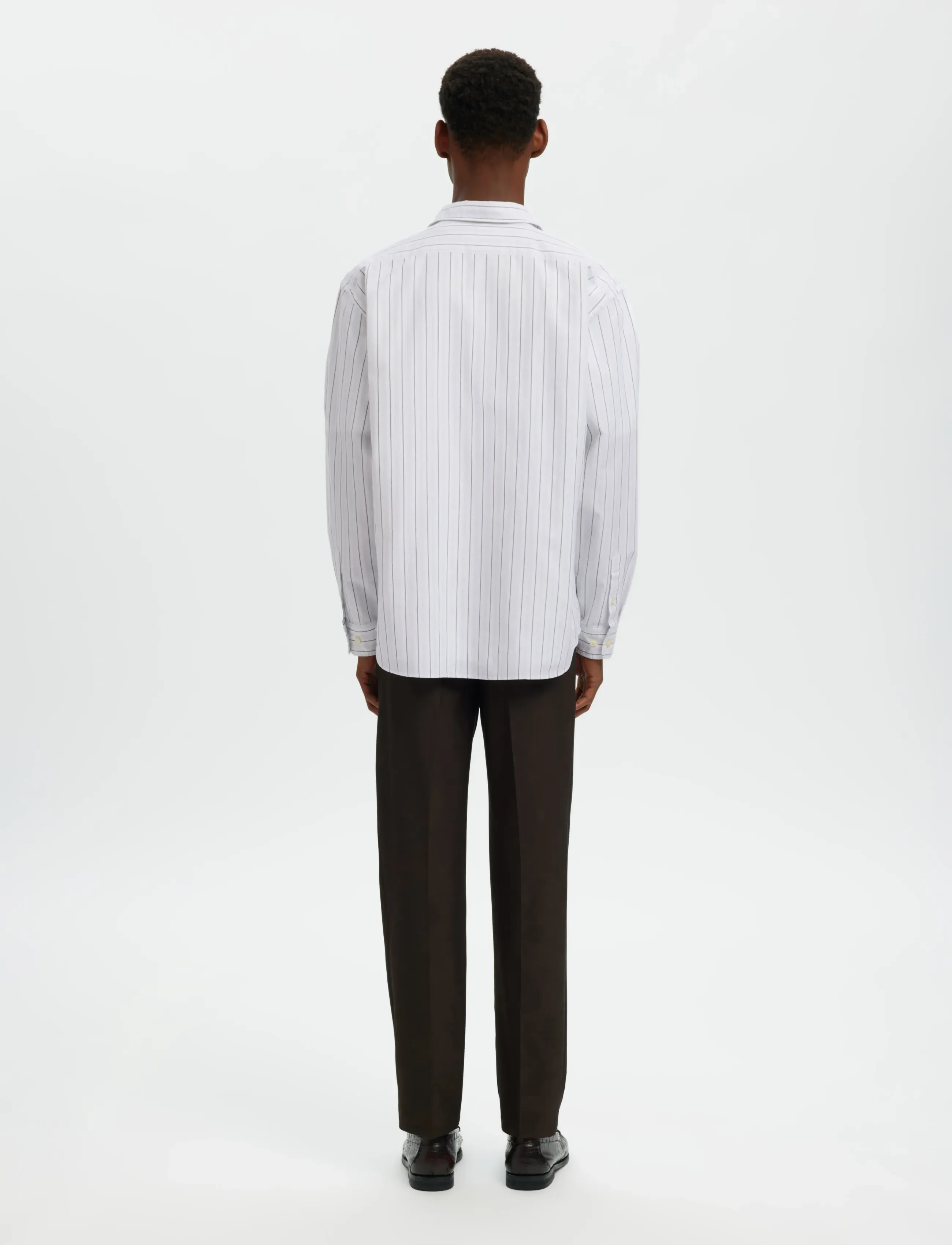 Selected - SLHRLXSANDER OXFORD SHIRT LS NOOS - stribede skjorter - bright white - 2