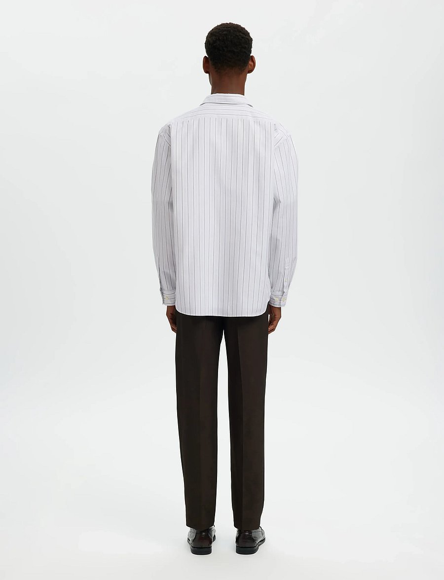 Selected - SLHRLXSANDER OXFORD SHIRT LS NOOS - stribede skjorter - bright white - 2