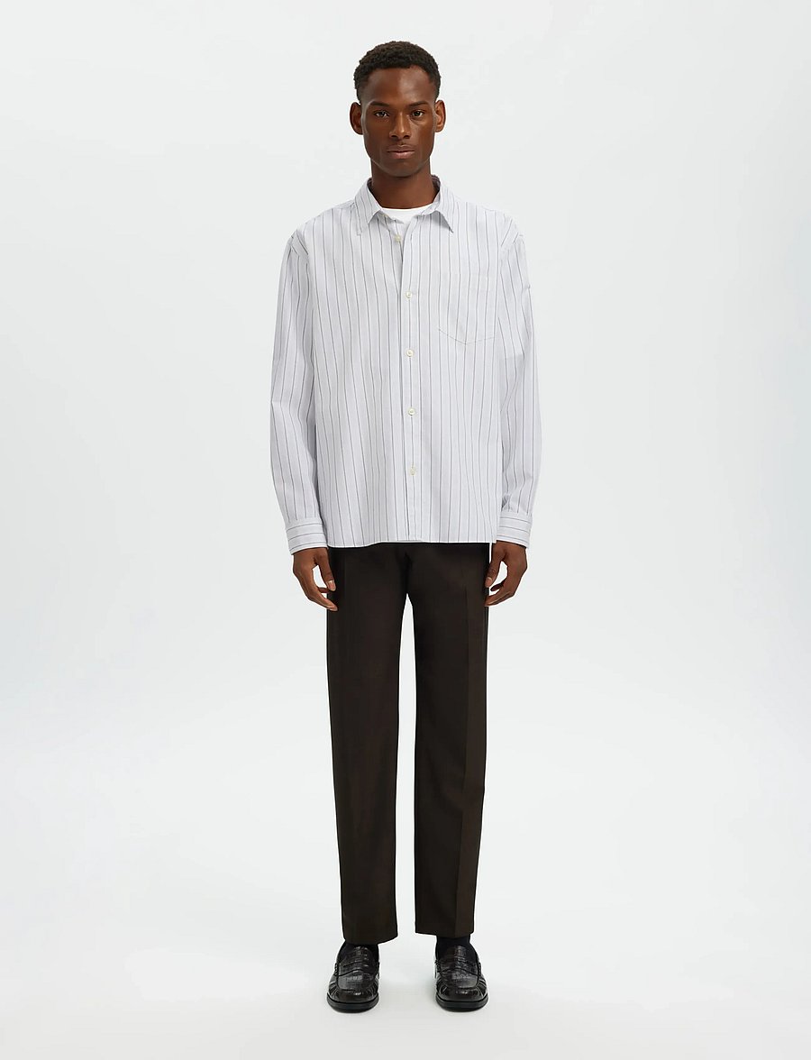 Selected - SLHRLXSANDER OXFORD SHIRT LS NOOS - stribede skjorter - bright white - 3