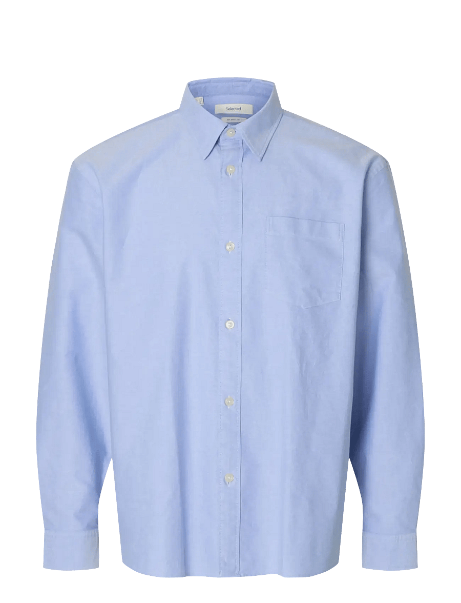 Selected - SLHRLXSANDER OXFORD SHIRT LS NOOS - stribede skjorter - light blue - 0