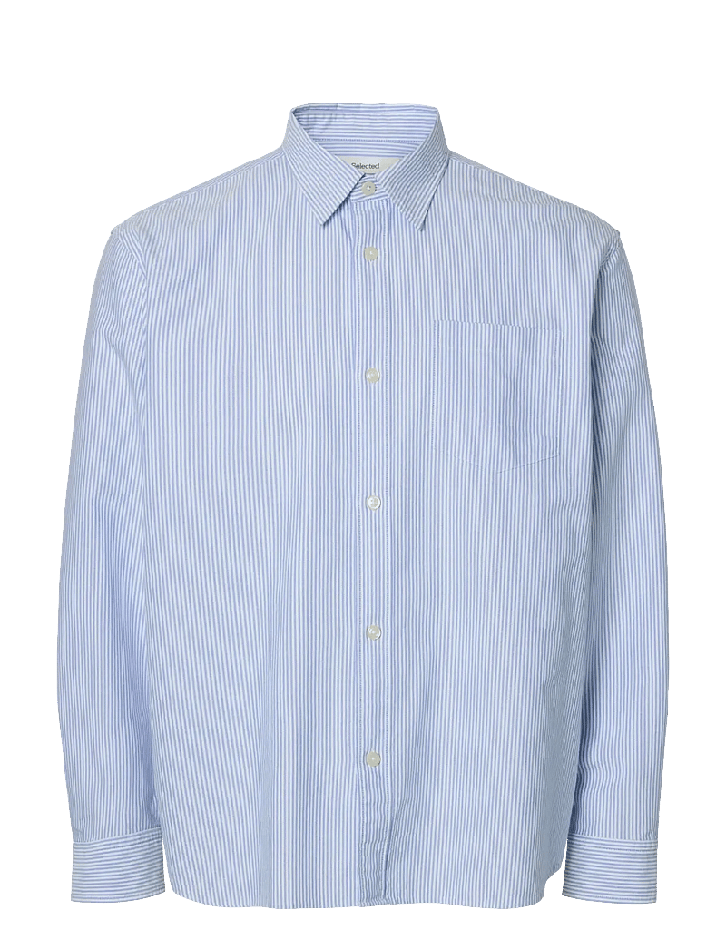 Selected - SLHRLXSANDER OXFORD SHIRT LS NOOS - triibulised särgid - skyway - 0