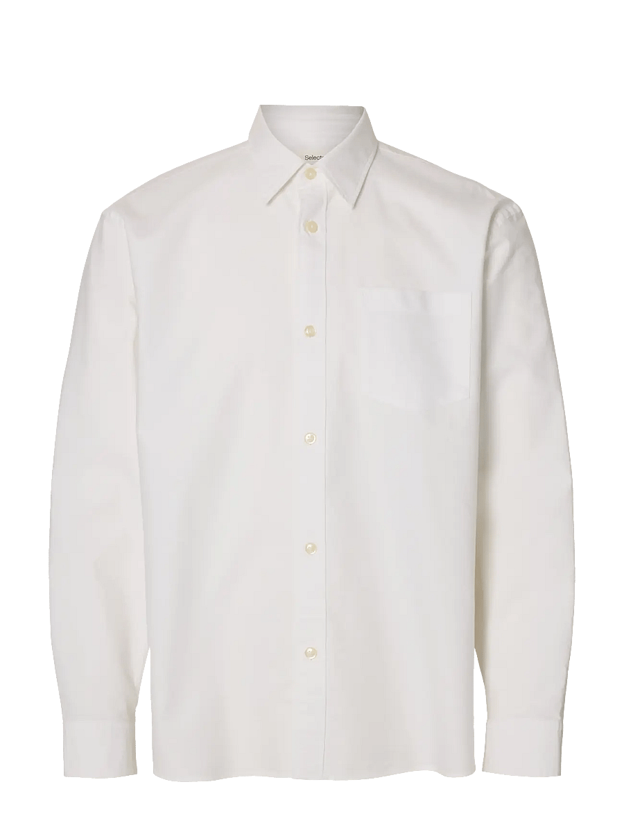 Selected - SLHRLXSANDER OXFORD SHIRT LS NOOS - stribede skjorter - white - 0