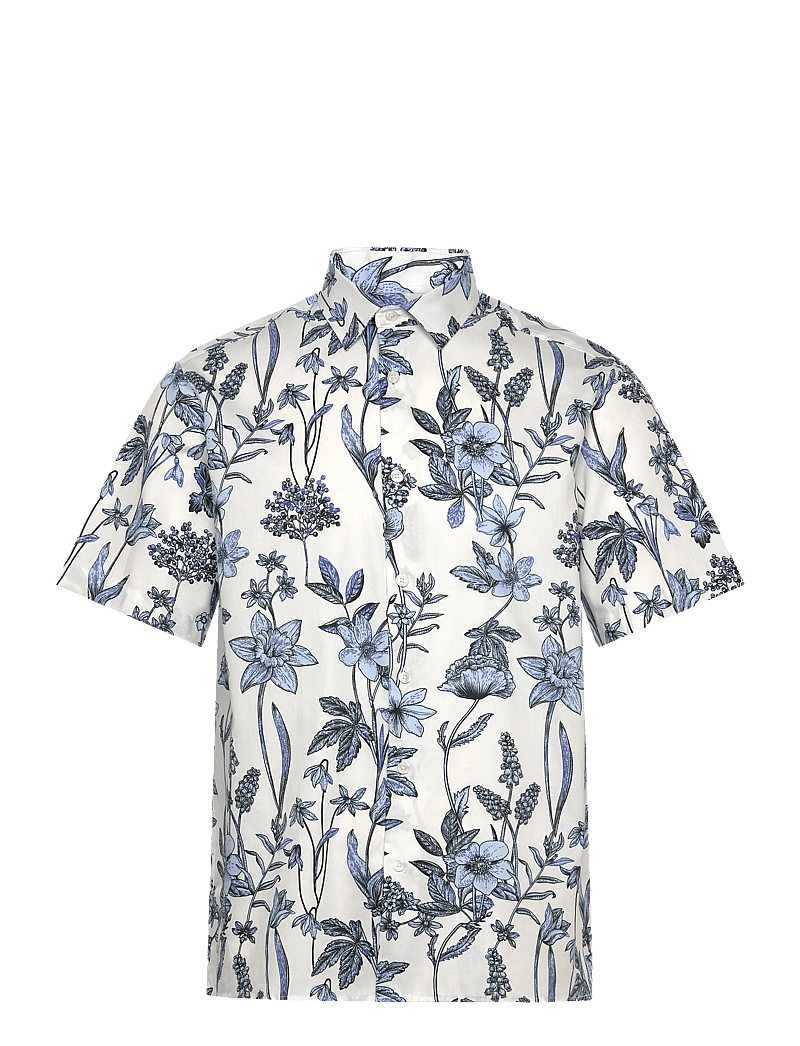 Selected - SLHREG-ETHAN AOP SS SHIRT - kortärmade skjortor - dragonfly - 0