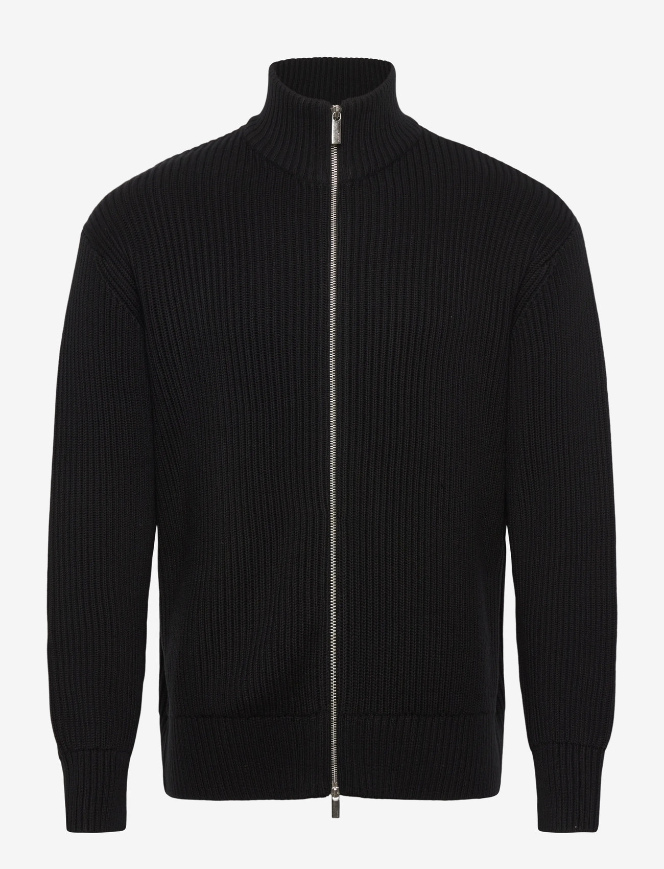 Selected - SLHDRY LS KNIT RELAXED FULL ZIP COLLAR - full zip tröjor - black - 0