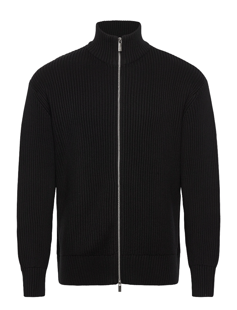 Selected - SLHDRY LS KNIT RELAXED FULL ZIP COLLAR - pulls zippés - black - 0