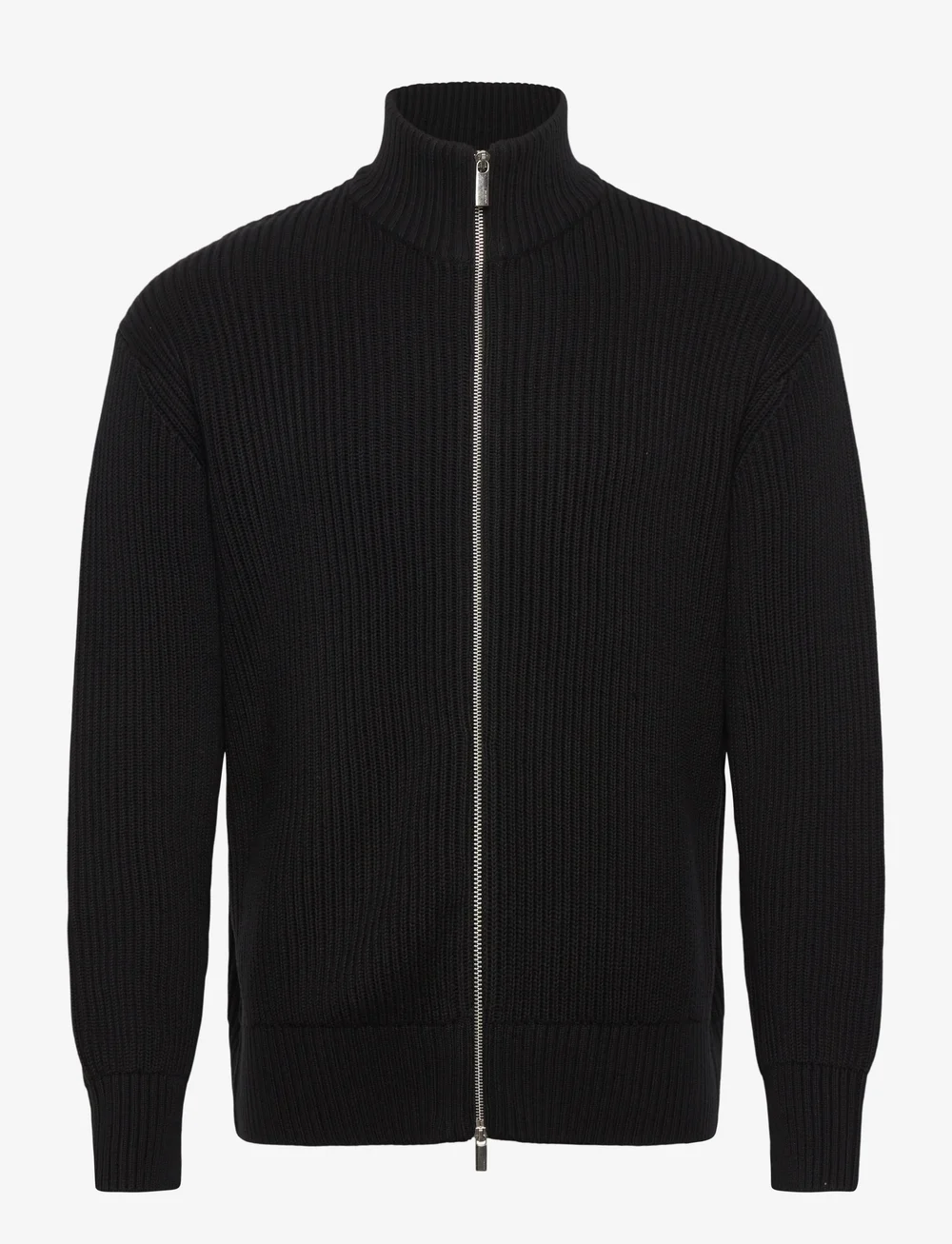 Selected - SLHDRY LS KNIT RELAXED FULL ZIP COLLAR - lukuga džemprid - black - 0