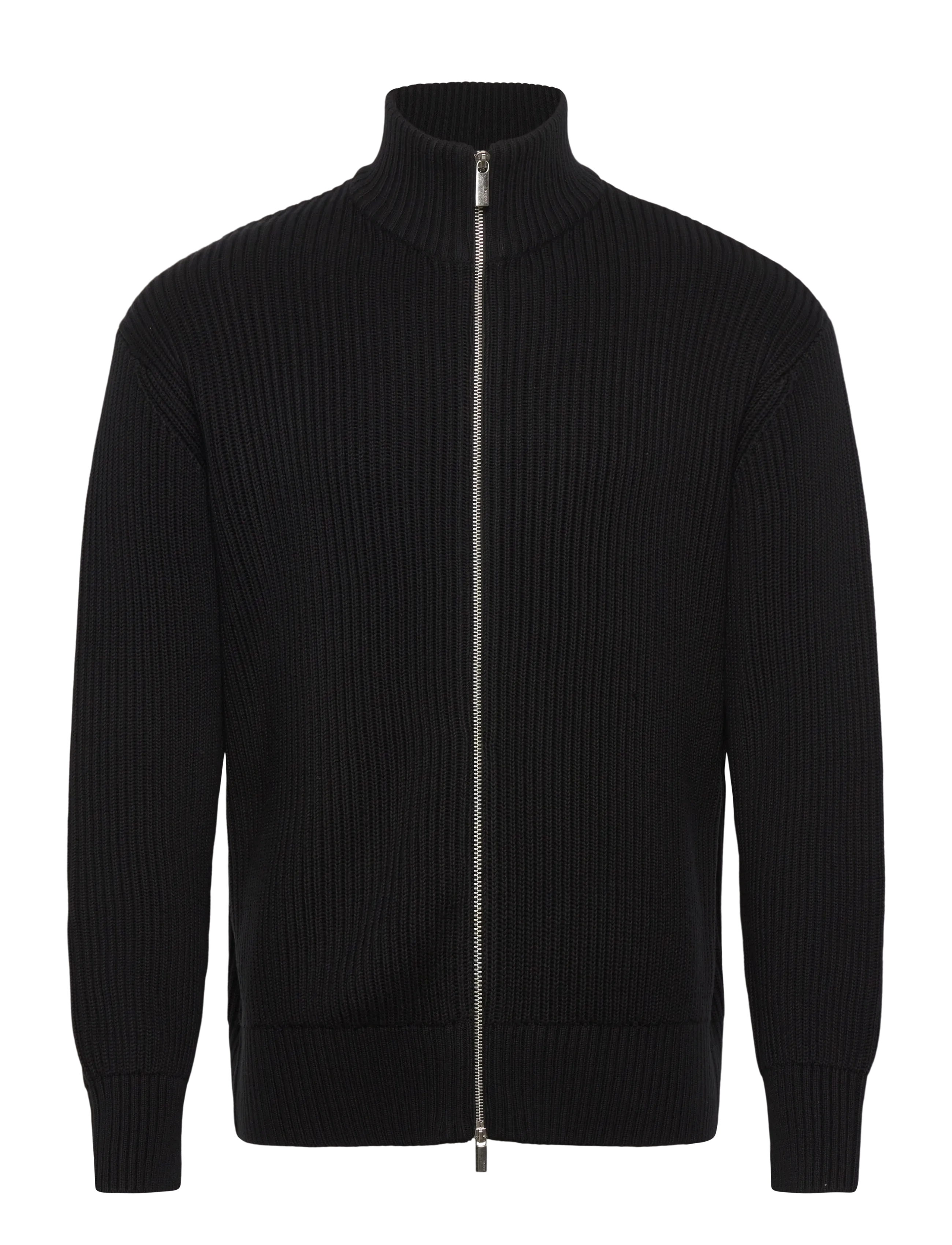 Selected - SLHDRY LS KNIT RELAXED FULL ZIP COLLAR - fullzip strik - black - 0