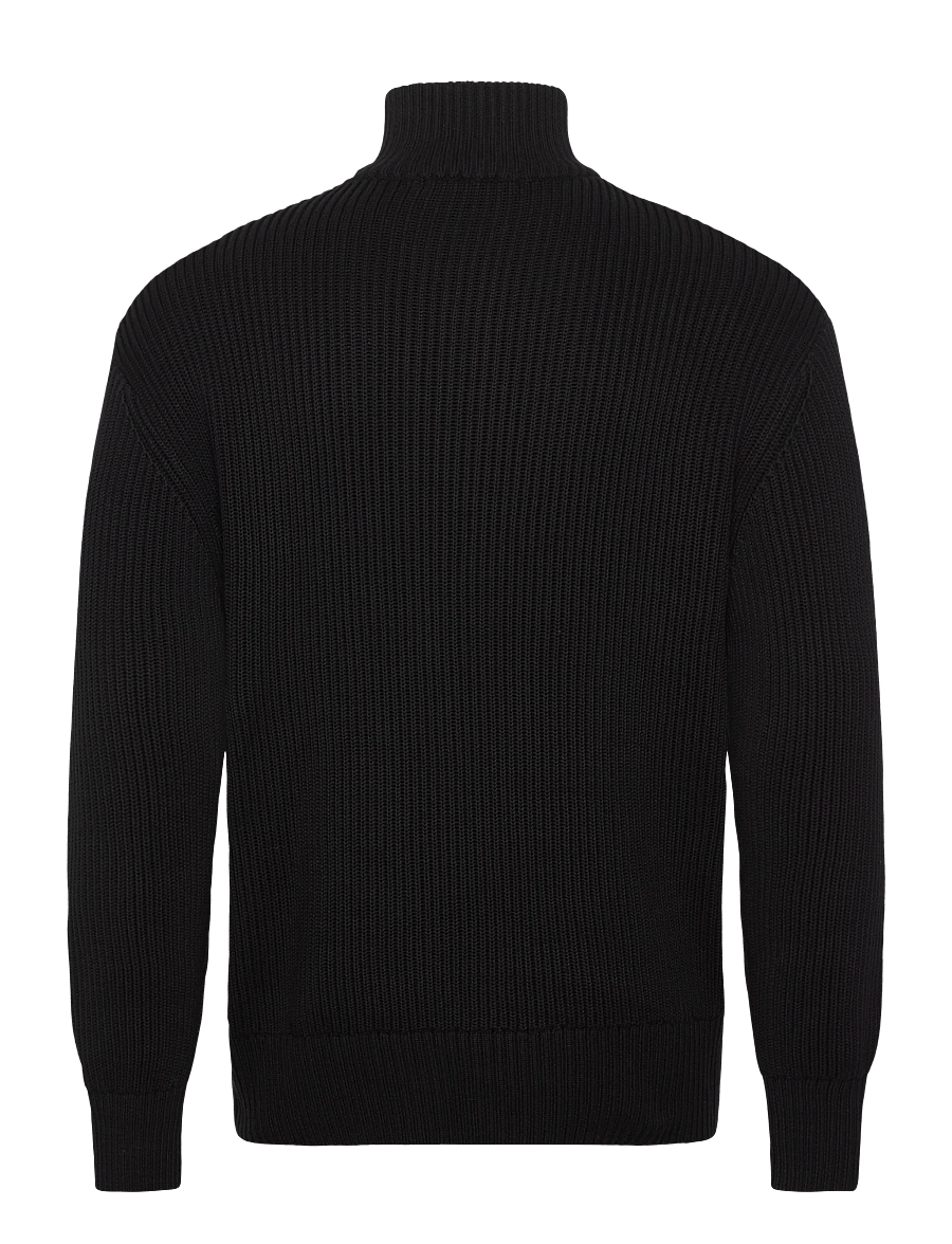 Selected - SLHDRY LS KNIT RELAXED FULL ZIP COLLAR - pullover mit durchgehendem reißverschluss - black - 1