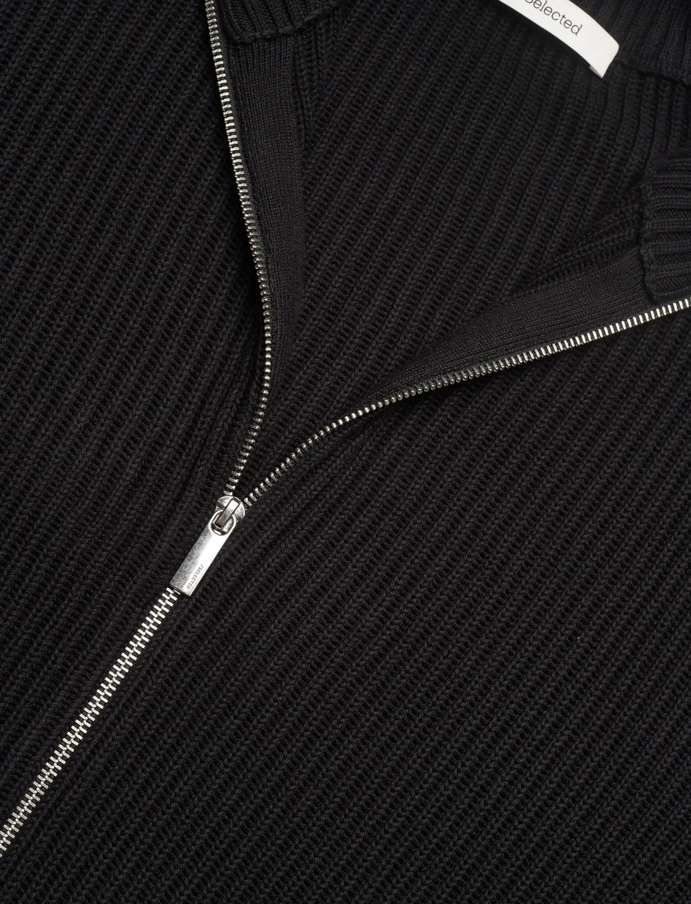 Selected - SLHDRY LS KNIT RELAXED FULL ZIP COLLAR - lukuga džemprid - black - 2
