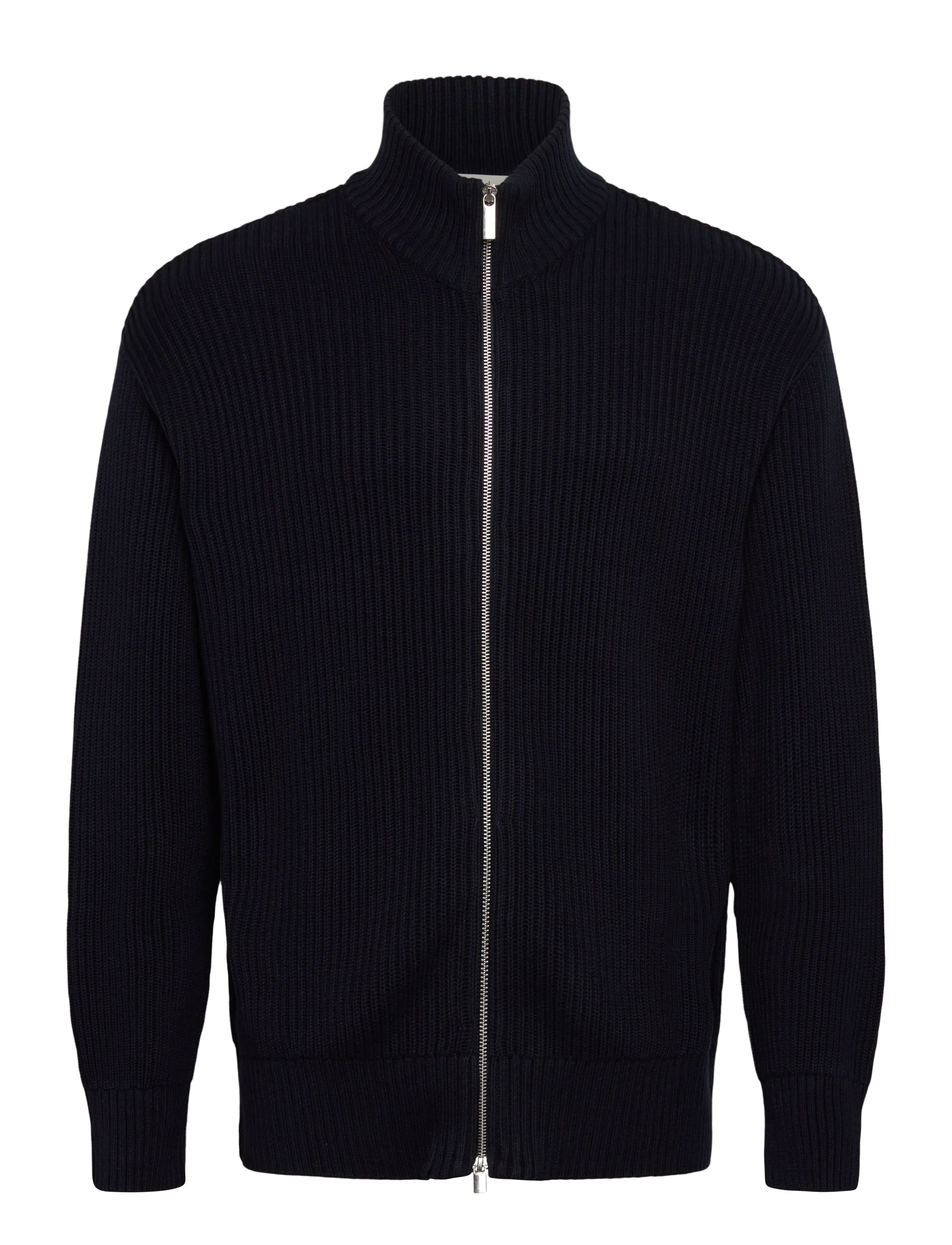 Selected SLHDRY LS KNIT RELAXED FULL ZIP COLLAR - Neuleet - SKY CAPTAIN / black