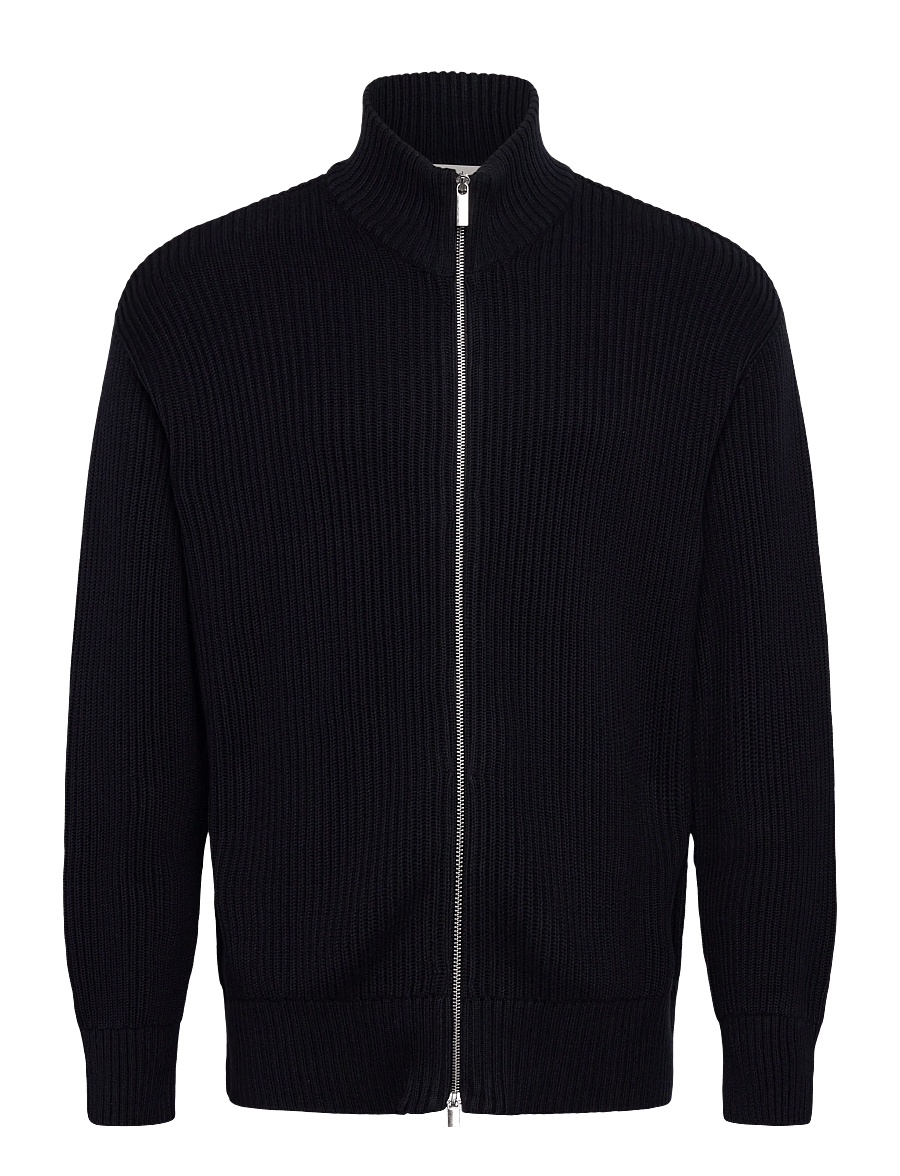 Selected - SLHDRY LS KNIT RELAXED FULL ZIP COLLAR - pullover mit durchgehendem reißverschluss - sky captain - 0
