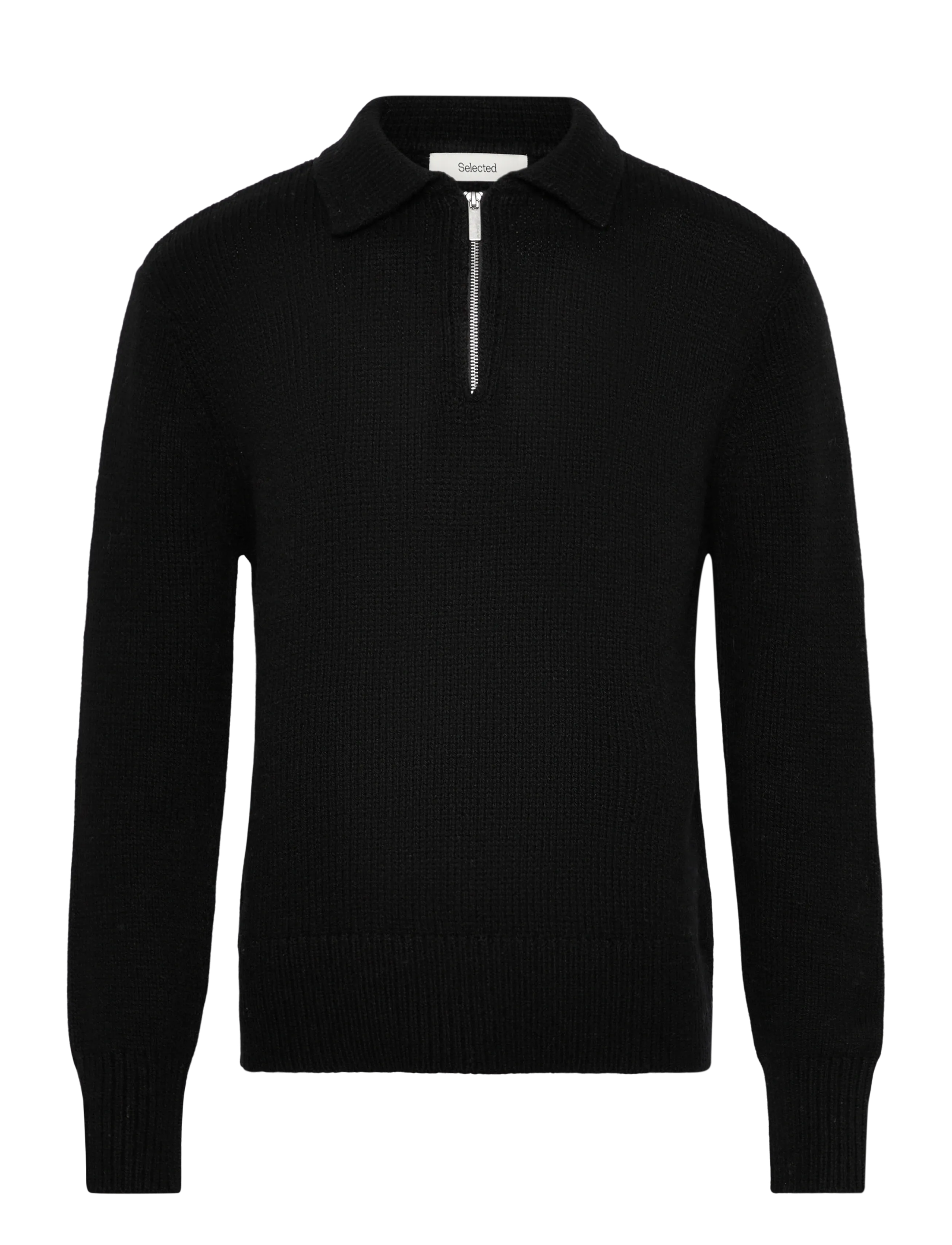 SELECTED Slhcody Ls Knit Relaxed Half Zip Polo Schwarz - XL - Herren