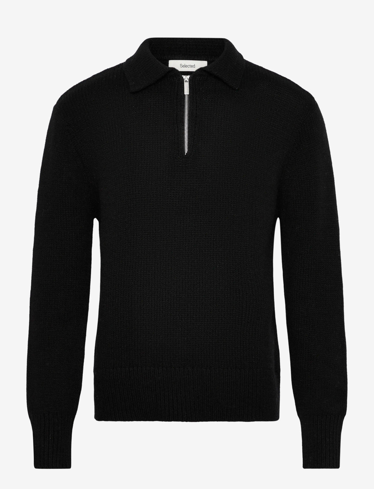 Selected - SLHCODY LS KNIT RELAXED HALF ZIP POLO - höstkläder - black - 0