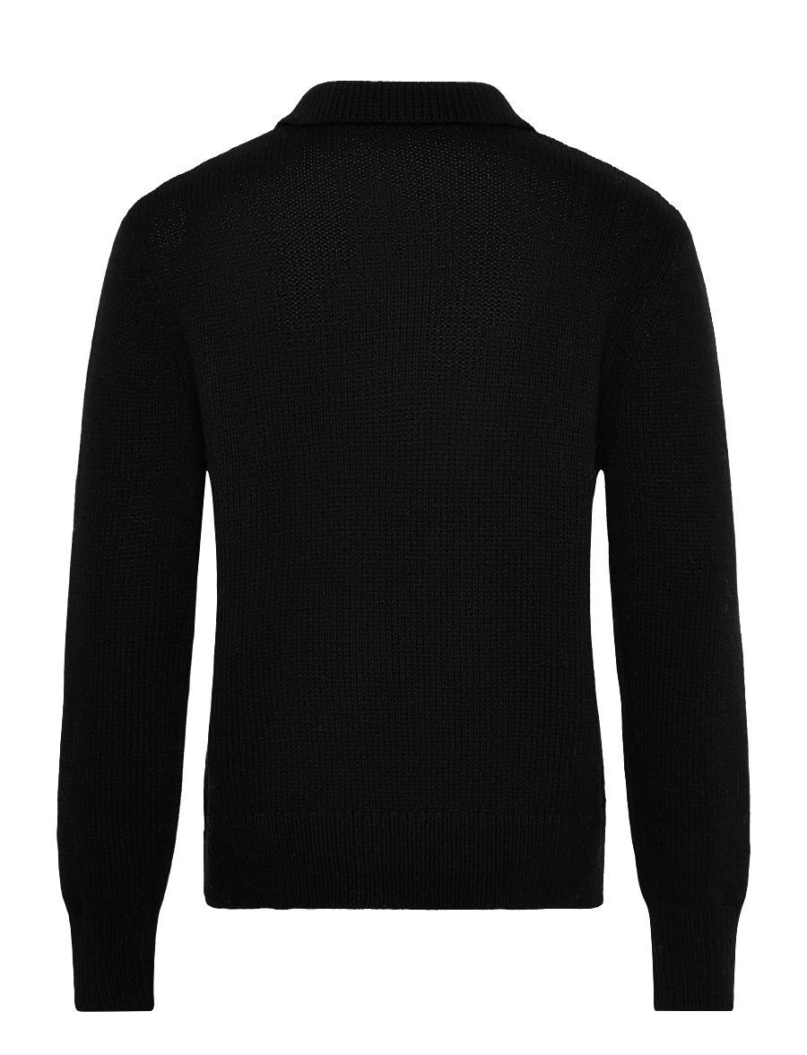 Selected - SLHCODY LS KNIT RELAXED HALF ZIP POLO - long-sleeved knitted polos - black - 1