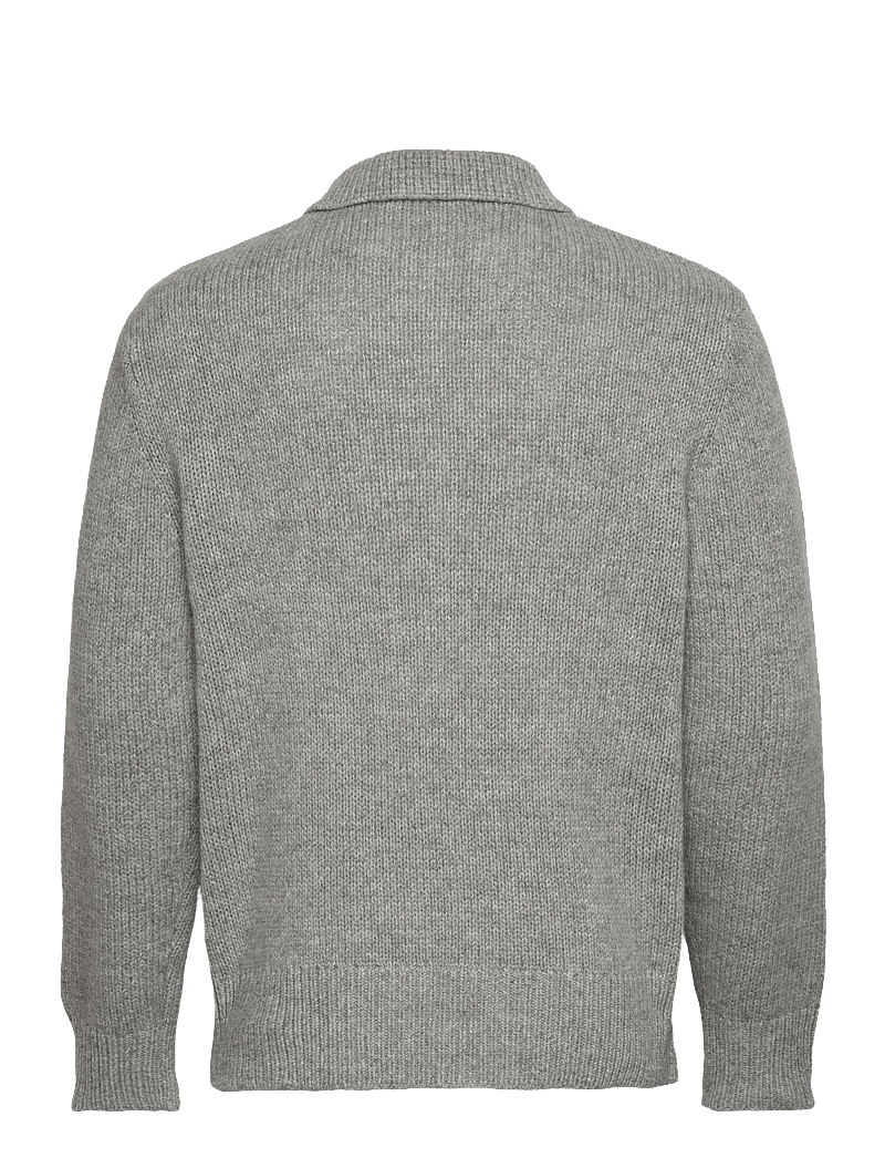 Selected - SLHCODY LS KNIT RELAXED HALF ZIP POLO - stickade pikéer - light grey melange - 1