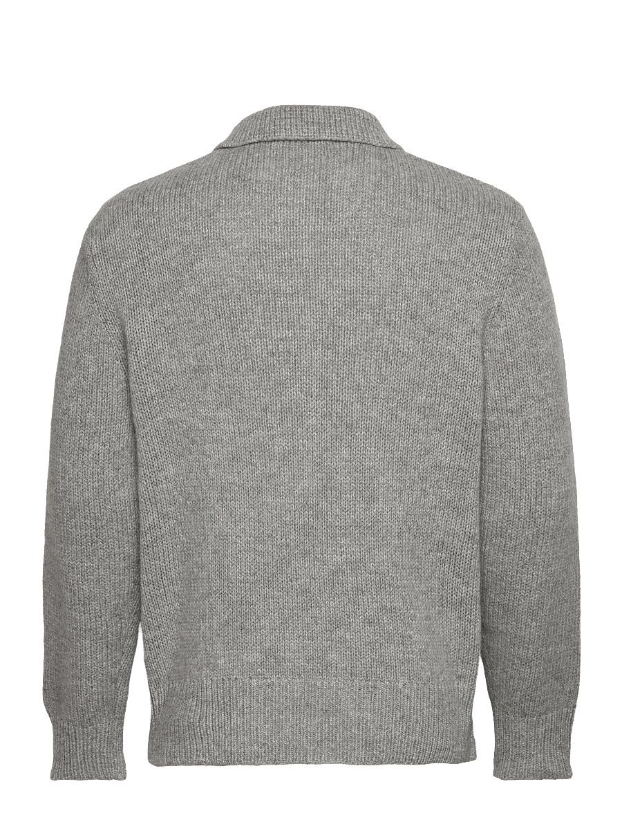 Selected - SLHCODY LS KNIT RELAXED HALF ZIP POLO - langärmelige strick-polohemden - light grey melange - 1