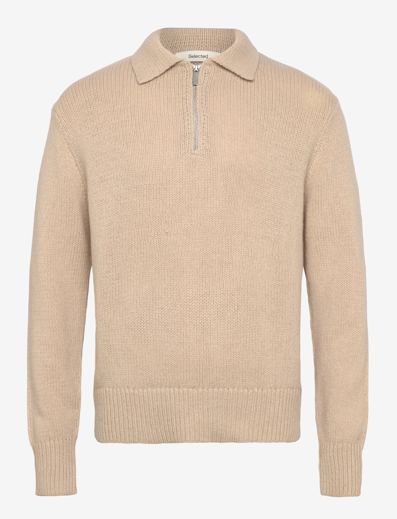 Selected - SLHCODY LS KNIT RELAXED HALF ZIP POLO - gestrickte polohemden - oatmeal - 0