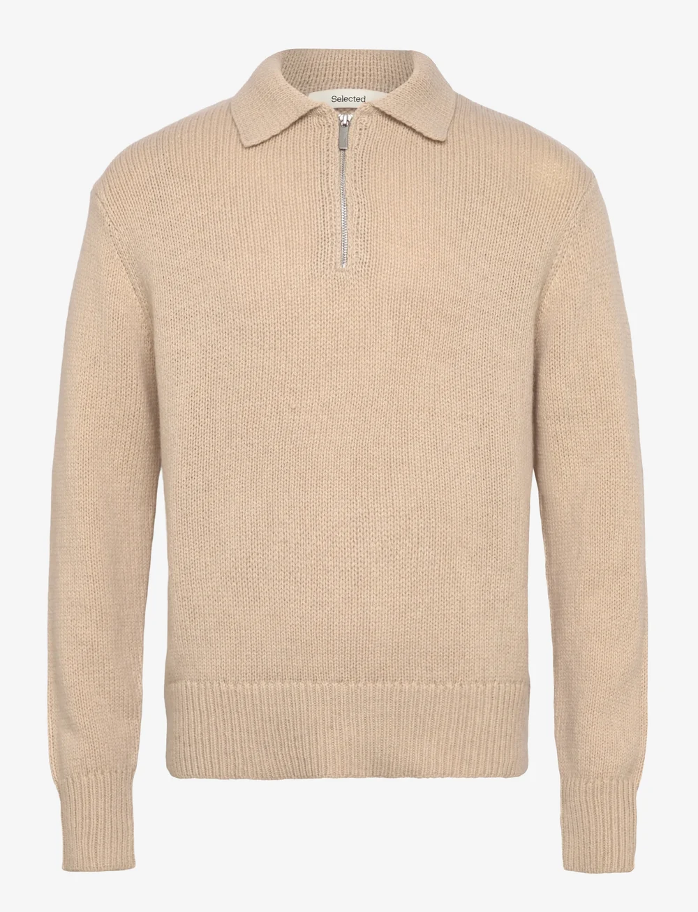 Selected - SLHCODY LS KNIT RELAXED HALF ZIP POLO - gestrickte polohemden - oatmeal - 0