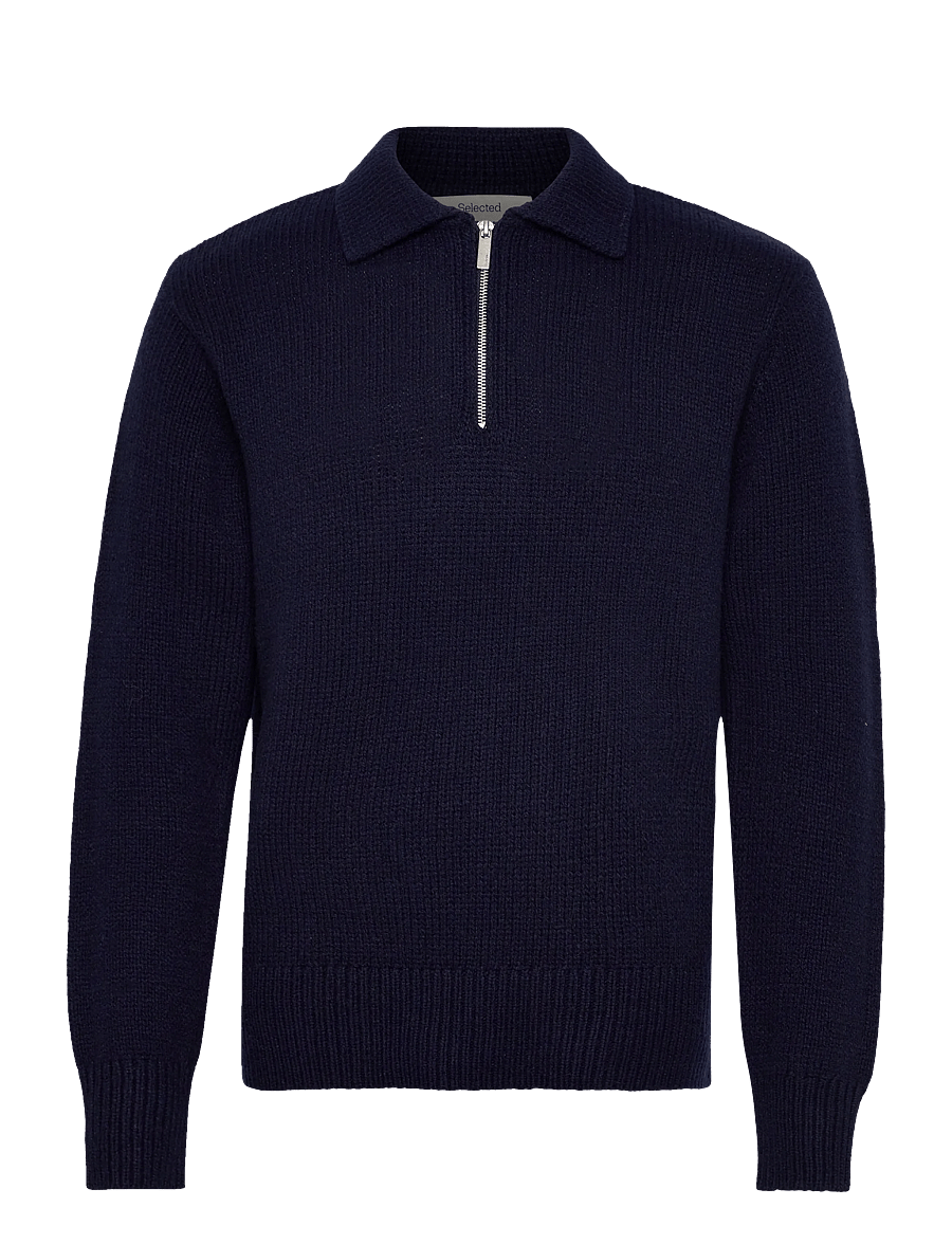 Selected - SLHCODY LS KNIT RELAXED HALF ZIP POLO - long-sleeved knitted polos - sky captain - 0