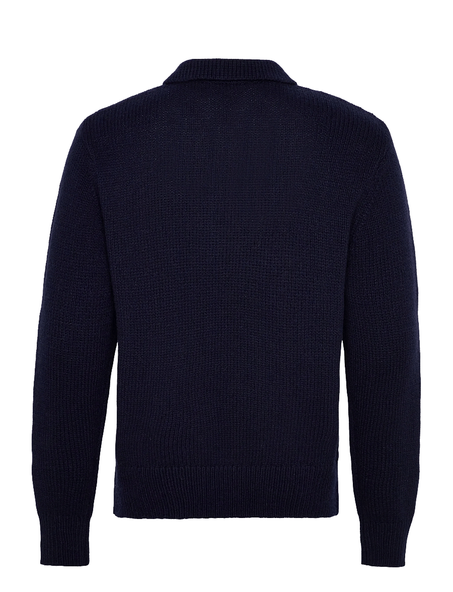 Selected - SLHCODY LS KNIT RELAXED HALF ZIP POLO - long-sleeved knitted polos - sky captain - 1