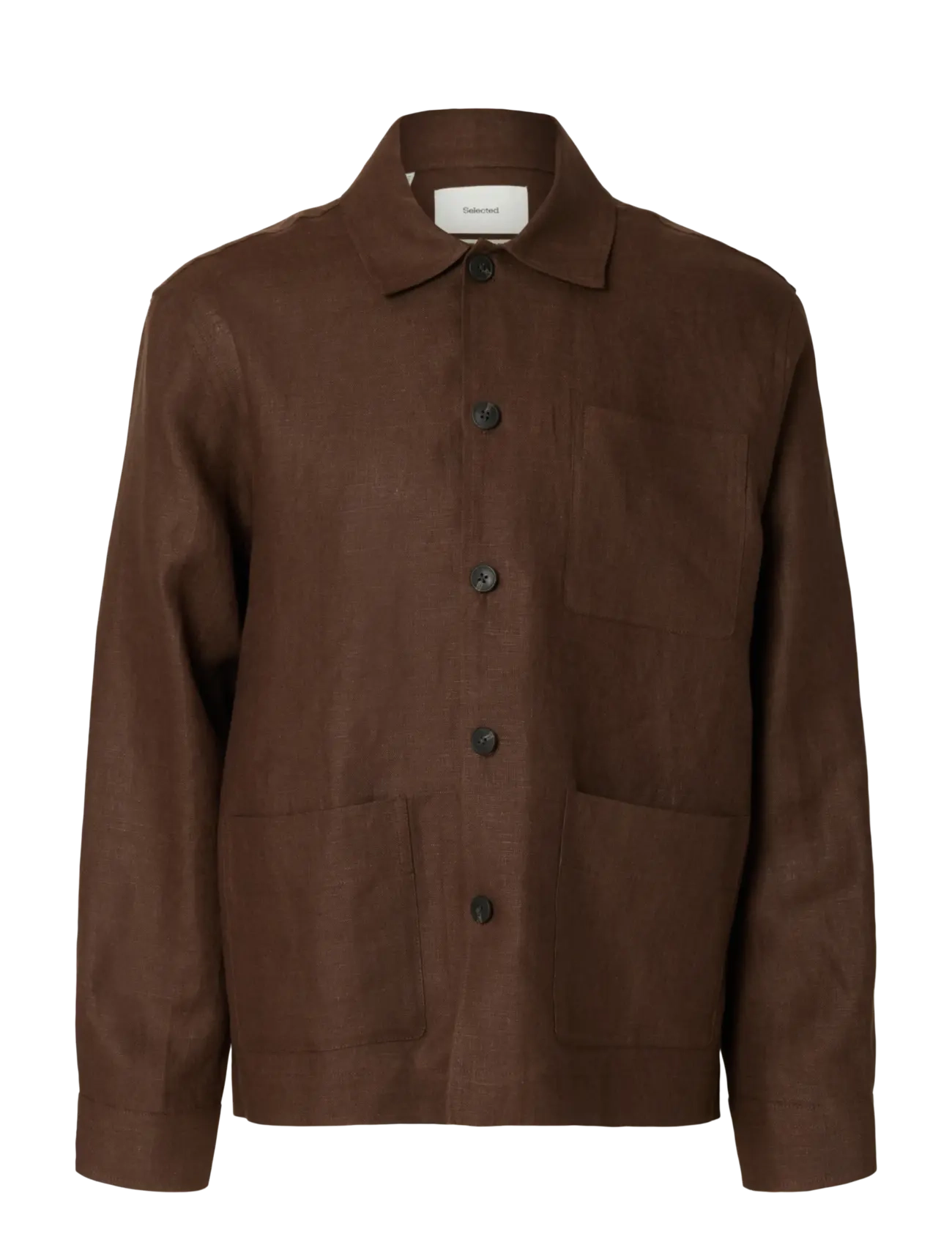 Selected SLHREGBAIRD LINEN OVERSHIRT RESORT - Kläder - DELICIOSO / brown