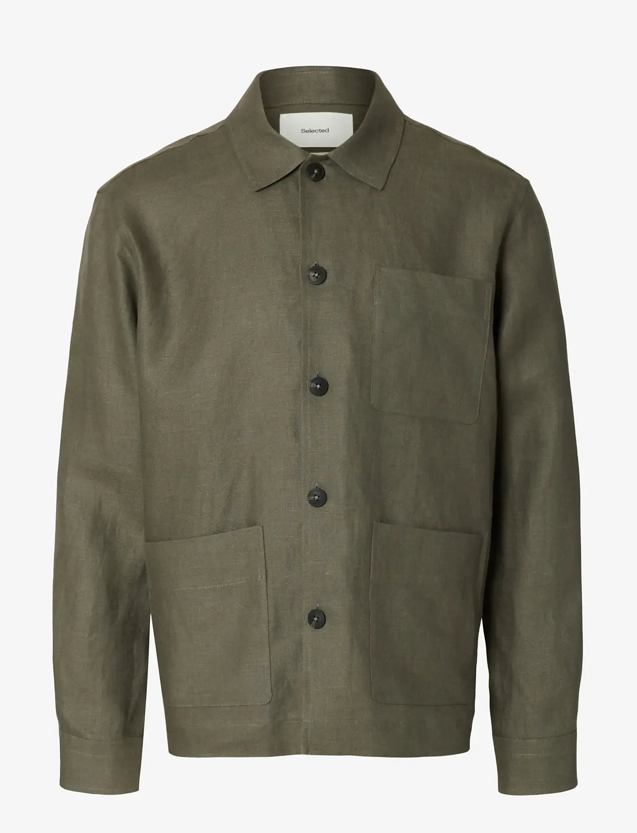 Selected - SLHREGBAIRD LINEN OVERSHIRT RESORT - shop by occasion - olive green - 1