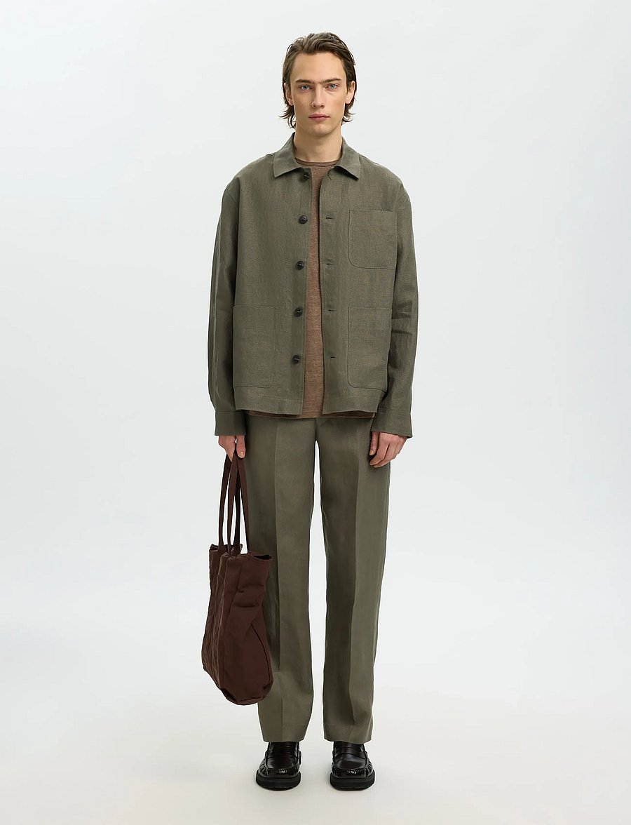 Selected - SLHREGBAIRD LINEN OVERSHIRT RESORT - nach anlass kaufen - olive green - 3