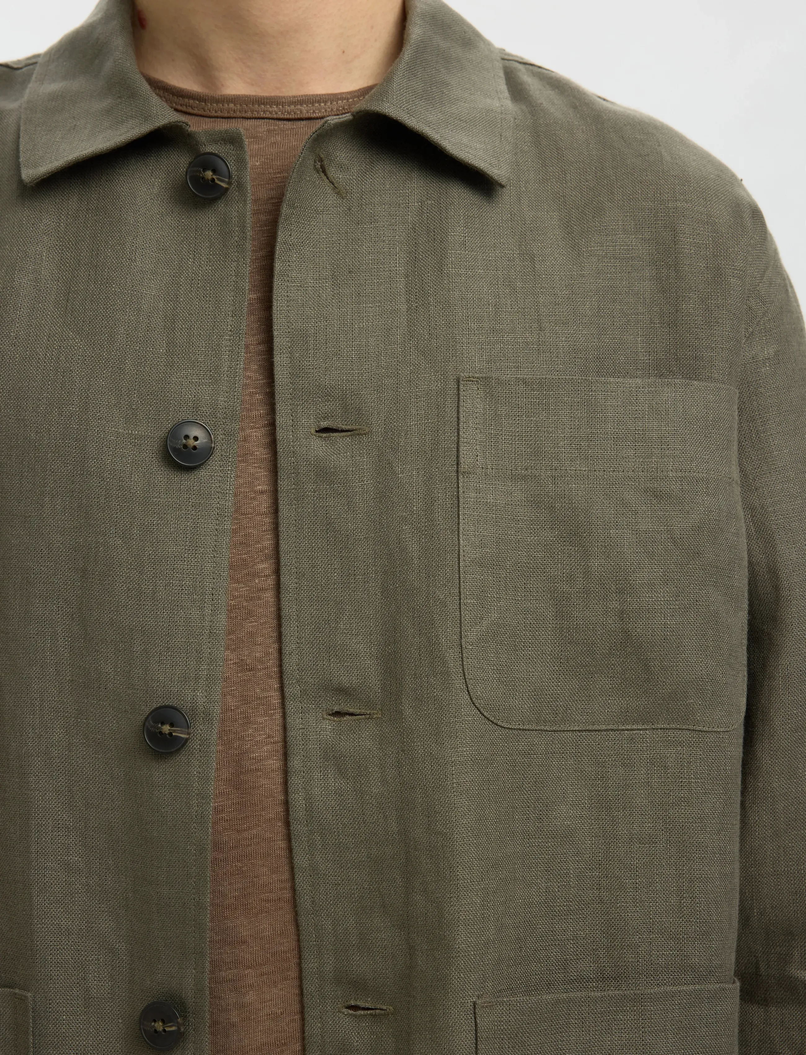 Selected - SLHREGBAIRD LINEN OVERSHIRT RESORT - nach anlass kaufen - olive green - 4