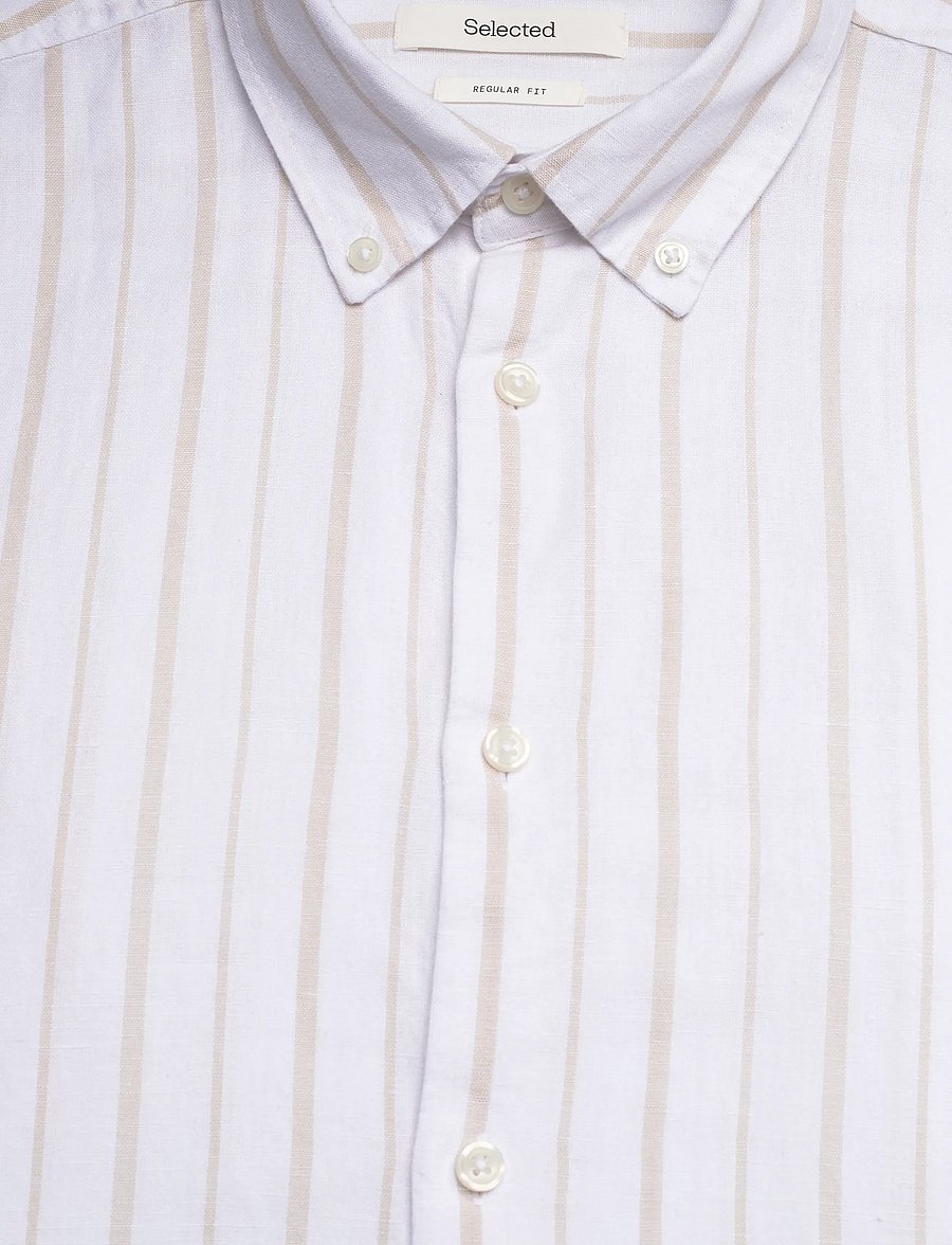 Selected - SLHREGCLAY LINEN BLEND BD LS SHIRT - casual skjorter - bright white - 2