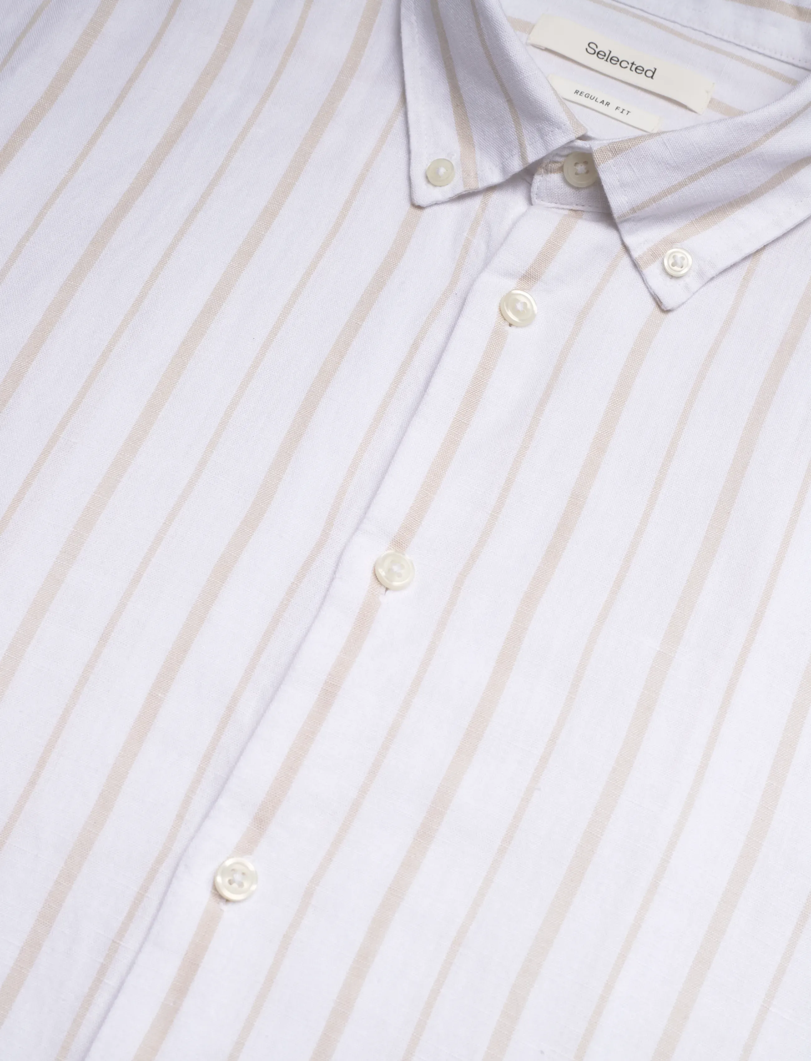Selected - SLHREGCLAY LINEN BLEND BD LS SHIRT - casual skjorter - bright white - 3